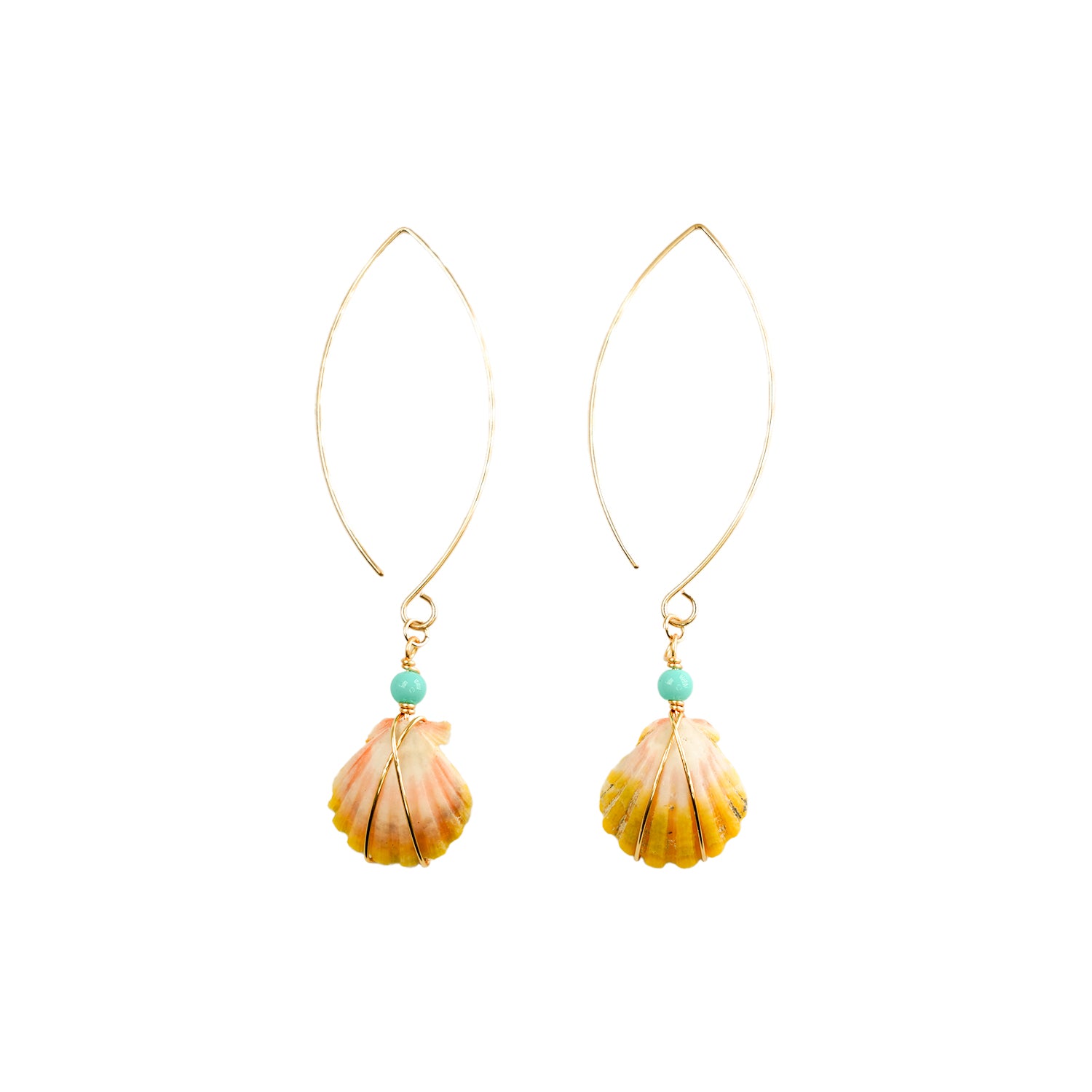 Hawaiian Sunrise Shell 14kt Gold Large Hook Earrings