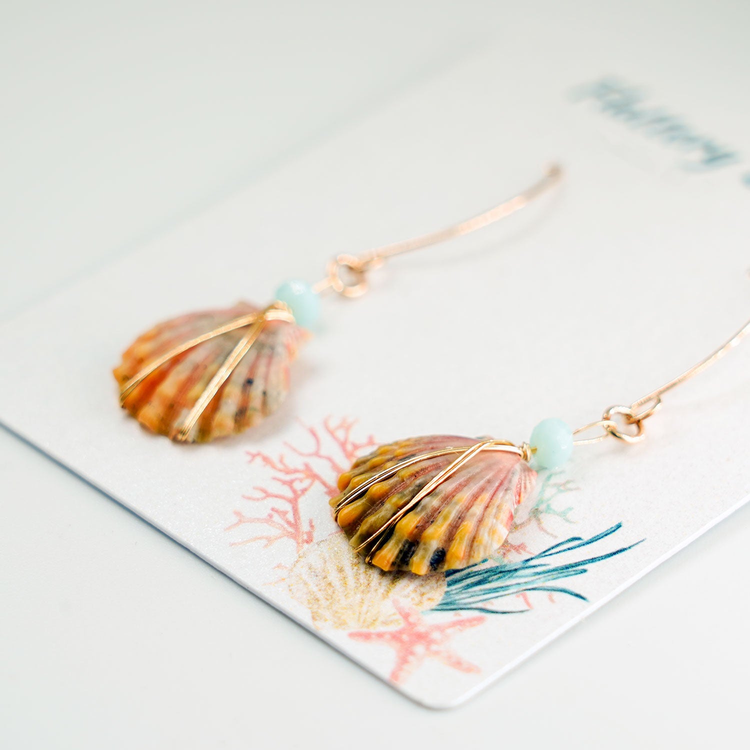 Hawaiian Sunrise Shell 14kt Gold Earrings