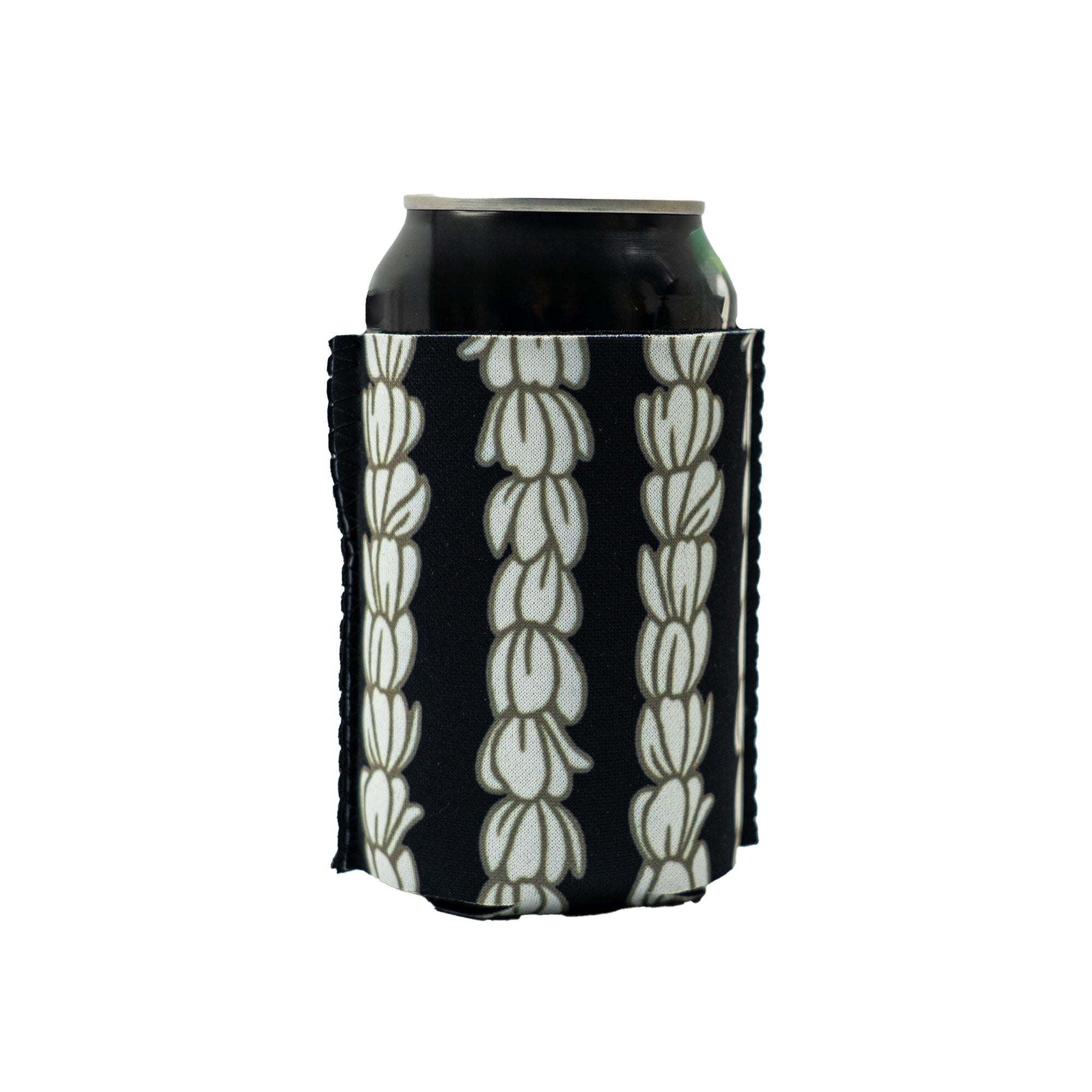 Standard 12oz Can Coozie - Black Pikake