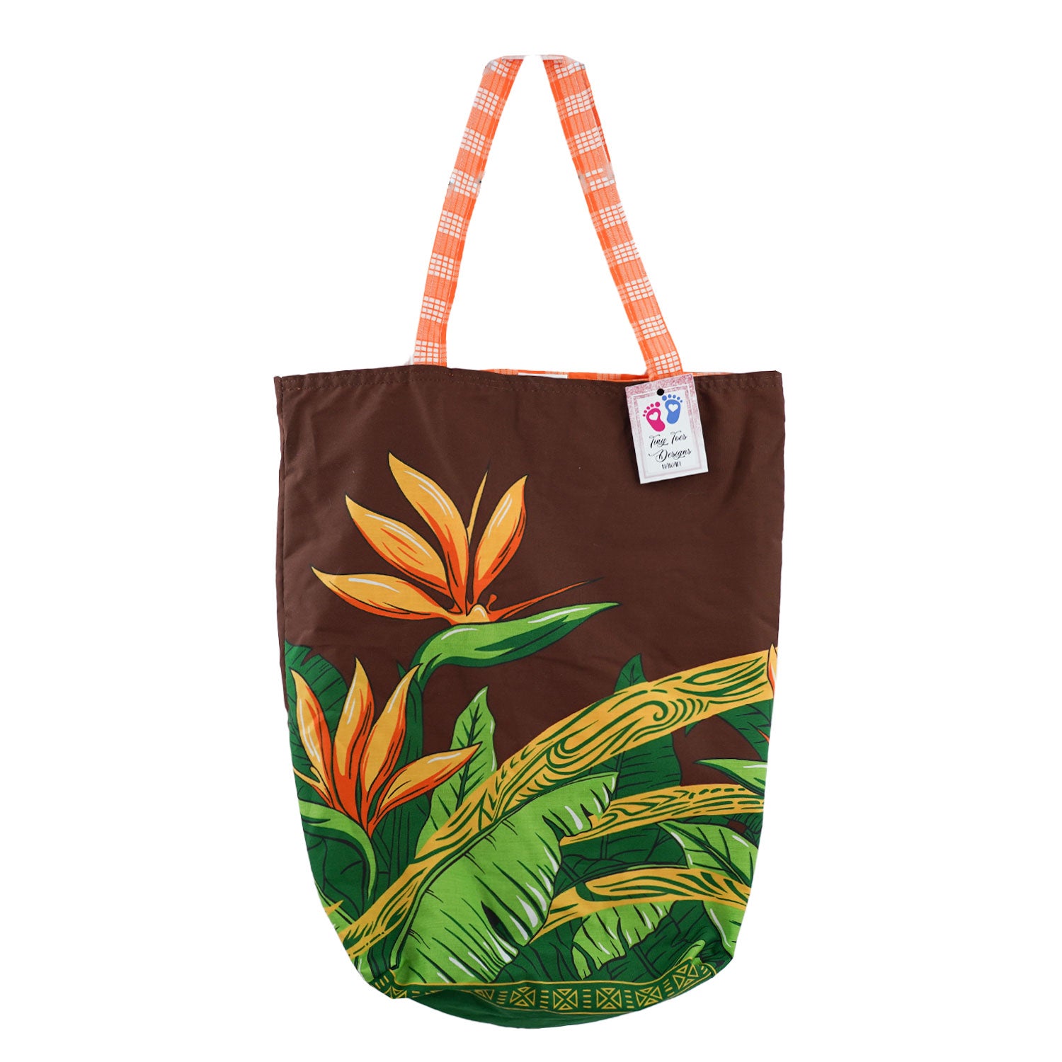 Hawaiian Handstitched Palaka Patchwork Lined Tote - Bird of Paradise