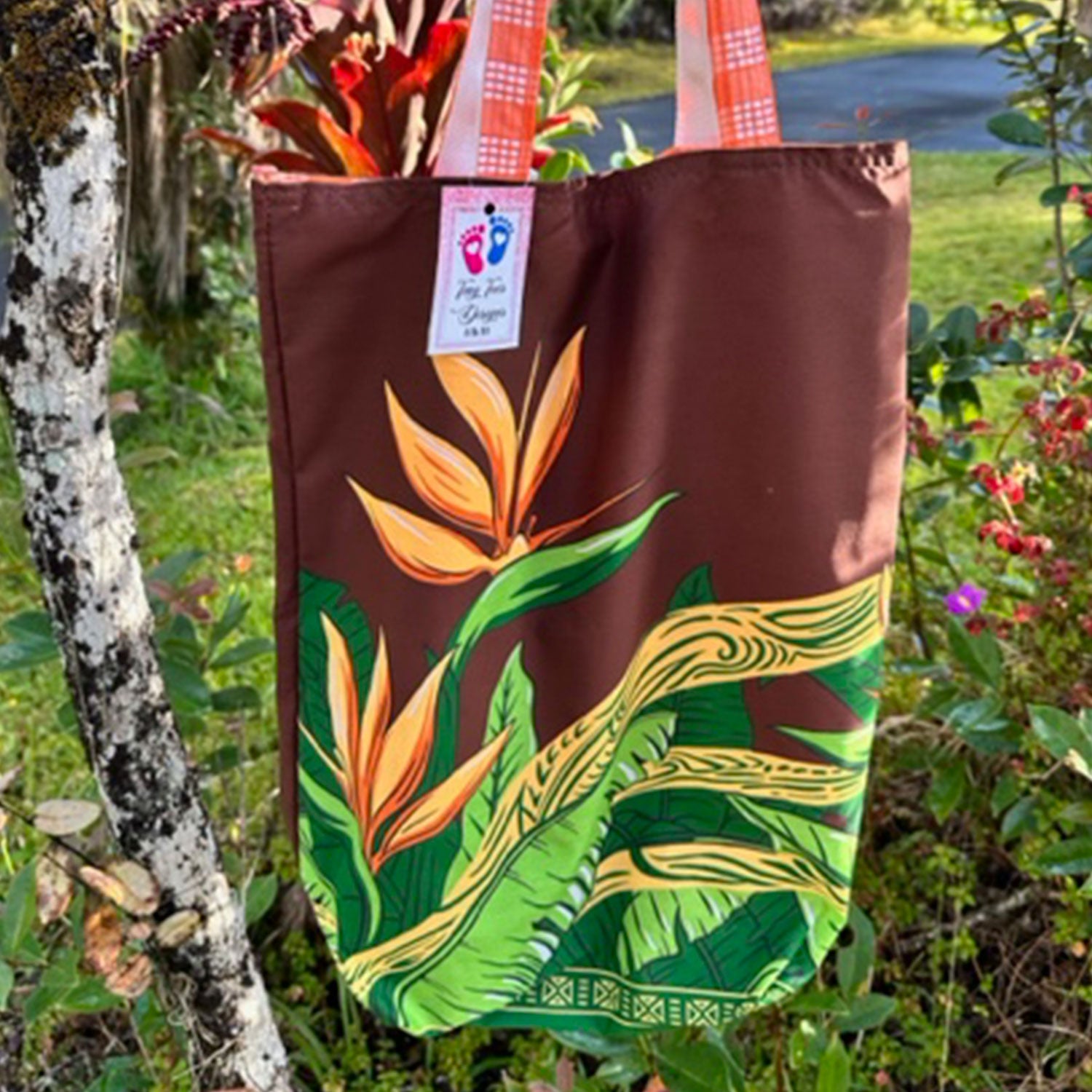Hawaiian Handstitched Palaka Patchwork Lined Tote - Bird of Paradise