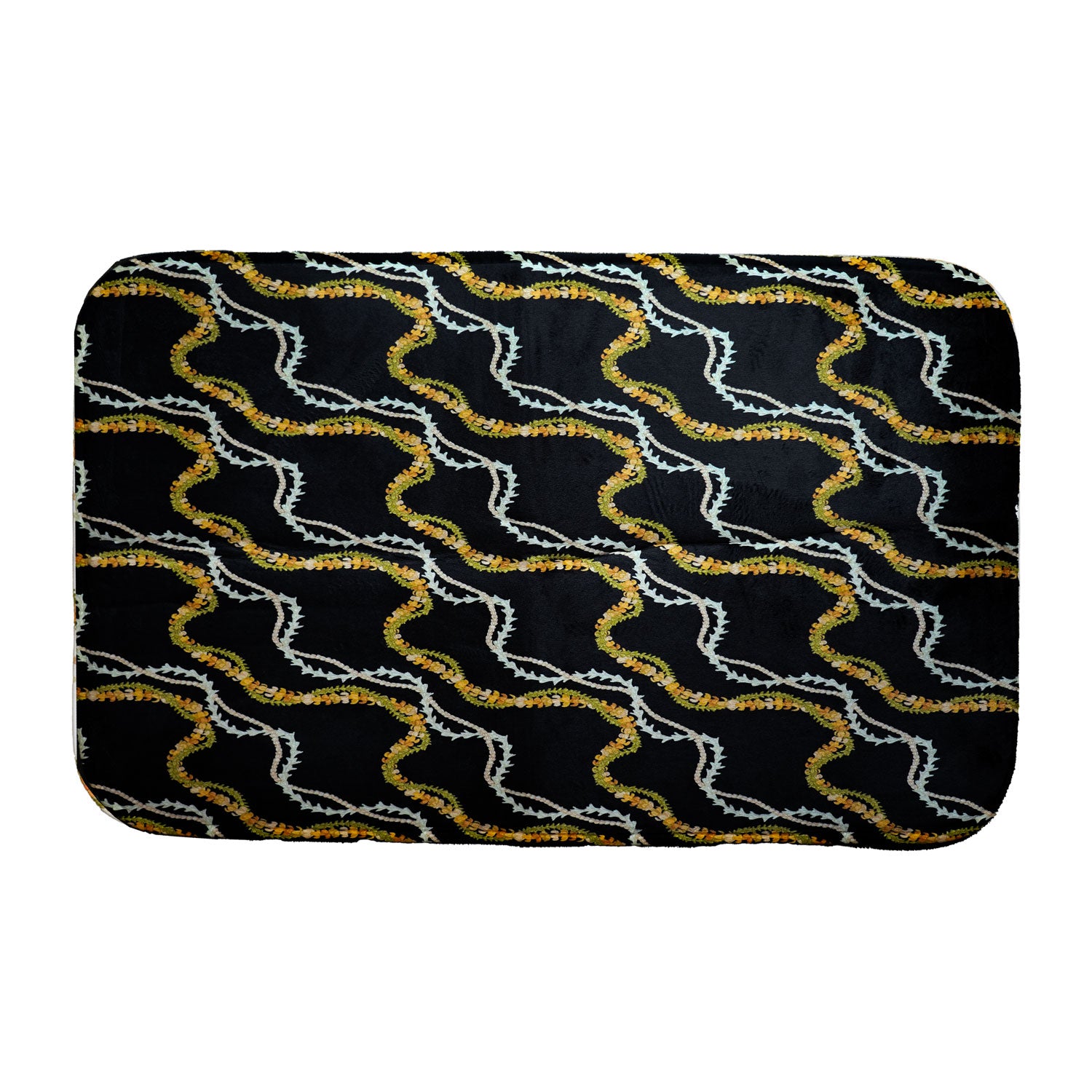 Deluxe Hawaiian Lei Shower Curtain & Bath Mat Set - Black