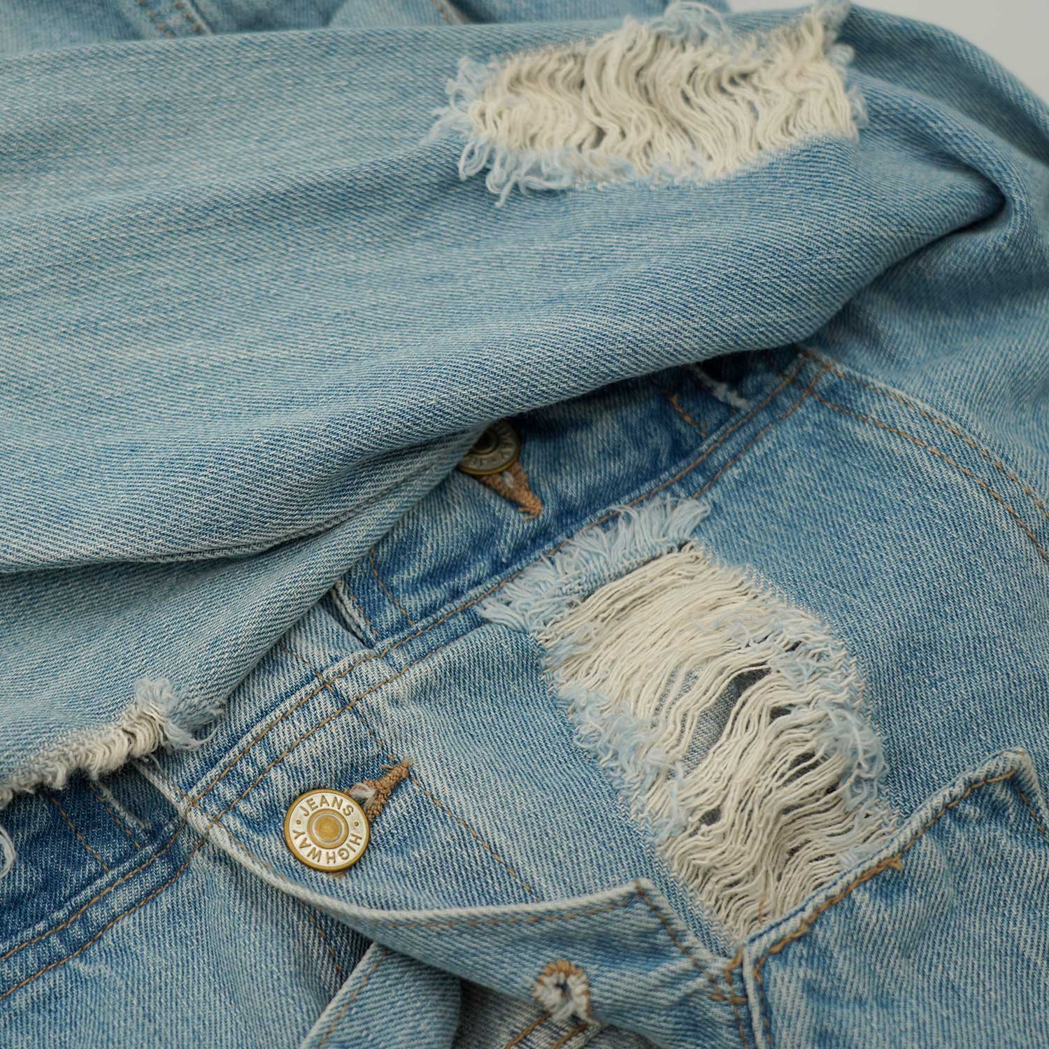 Illegally Occupied Distressed Denim Jean Jacket Women's - Small