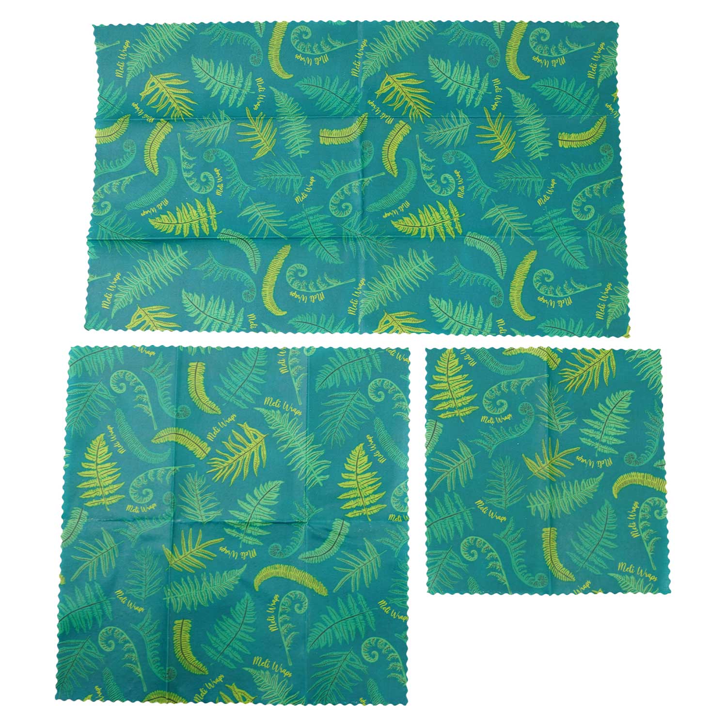 Reusable Handmade Organic Beeswax Food Wraps 3 Pack - Fern