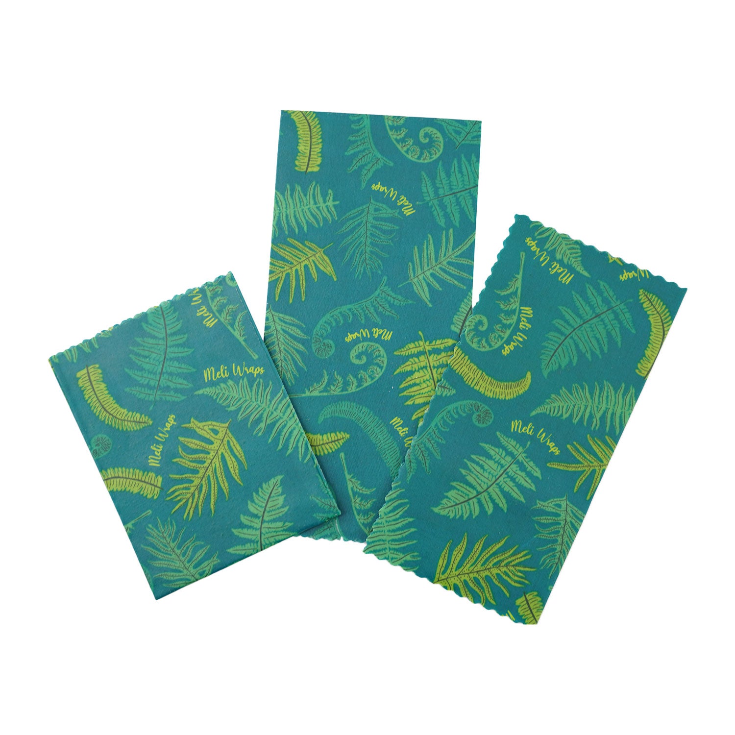 Reusable Handmade Organic Beeswax Food Wraps 3 Pack - Fern