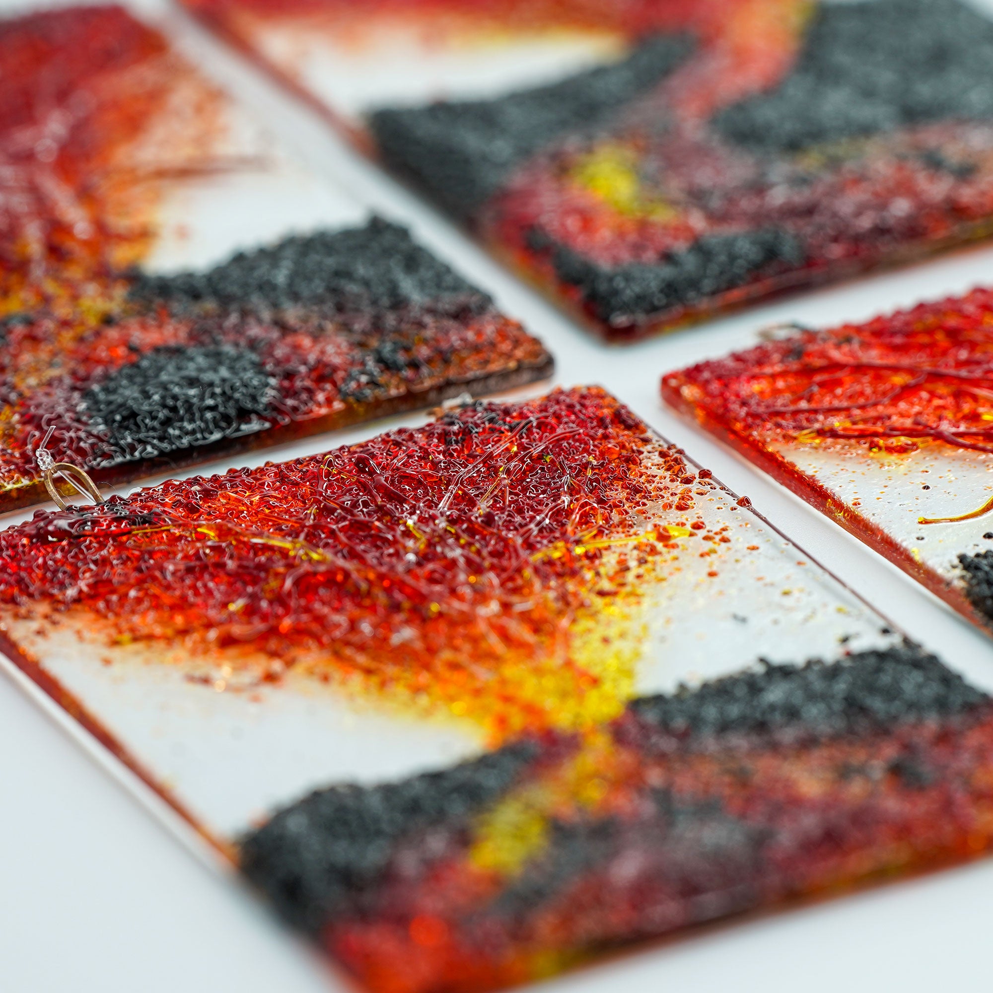 Large Handmade Stained Glass 3D Ornament - Lava River