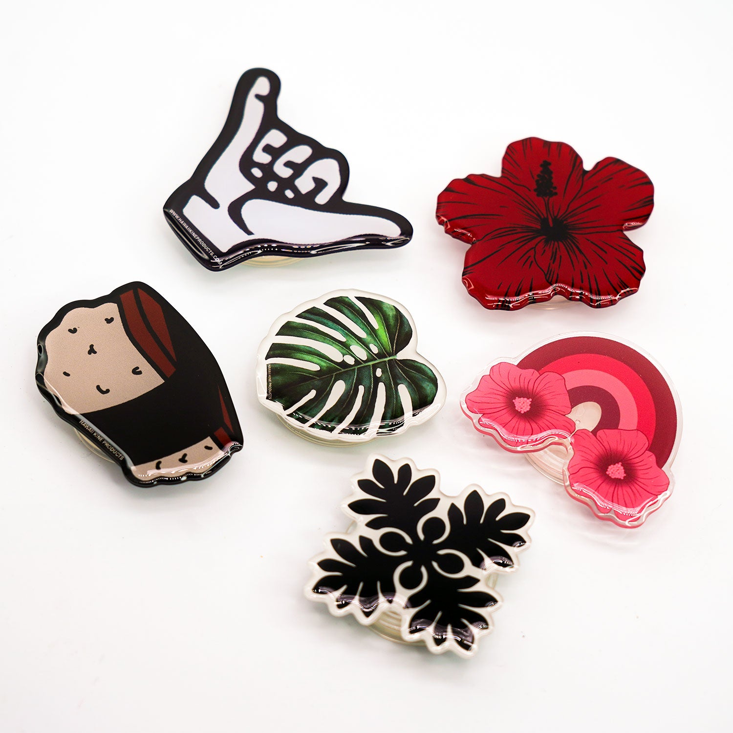 Collapsible Phone Grip - Red Hibiscus