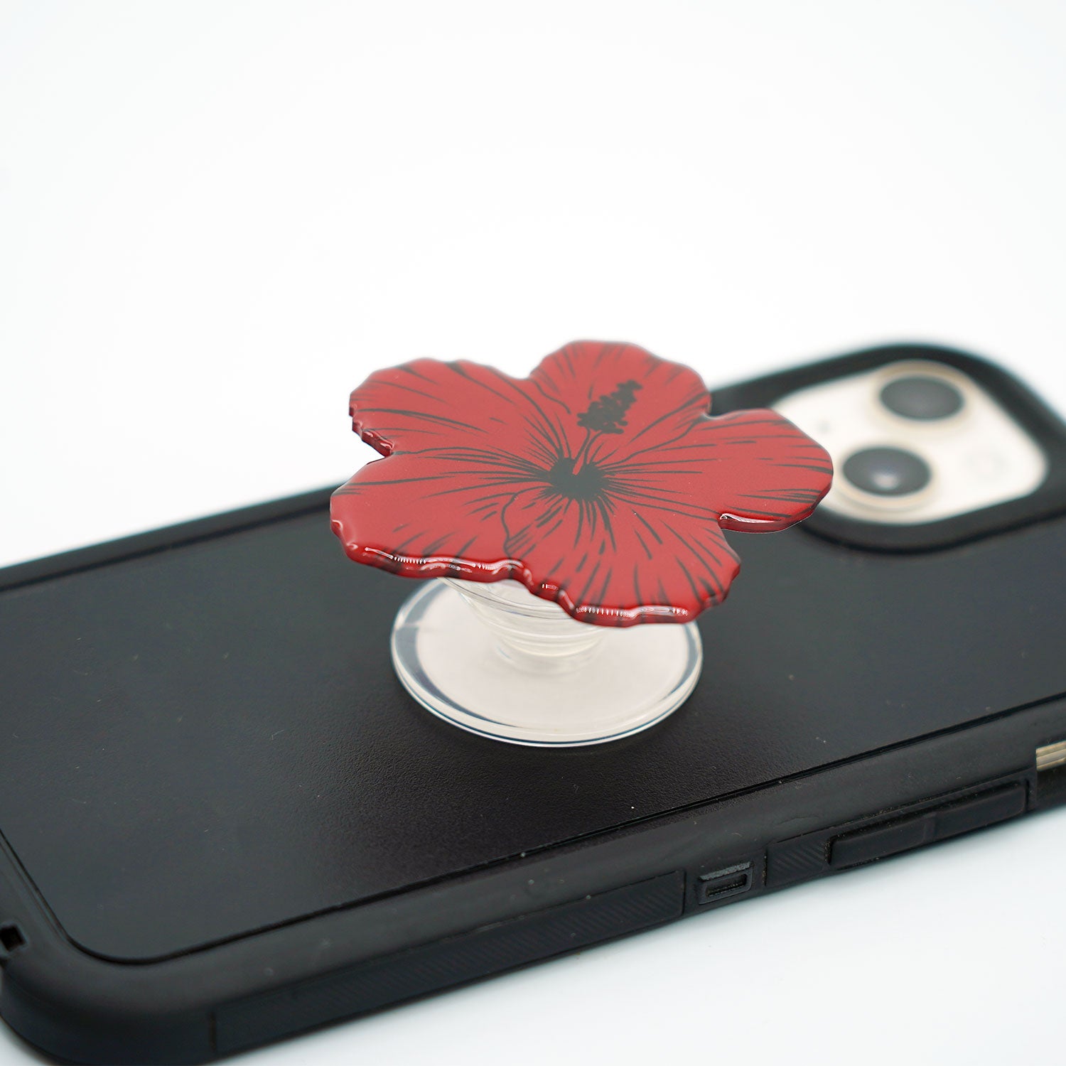 Collapsible Phone Grip - Red Hibiscus