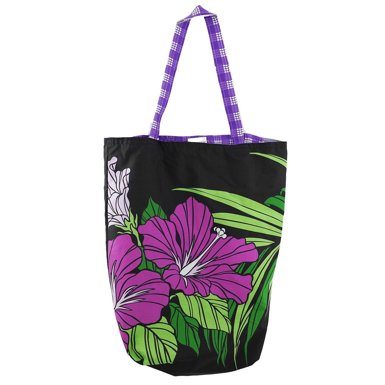 Hawaiian Handstitched Palaka Patchwork Lined Tote - Hibiscus