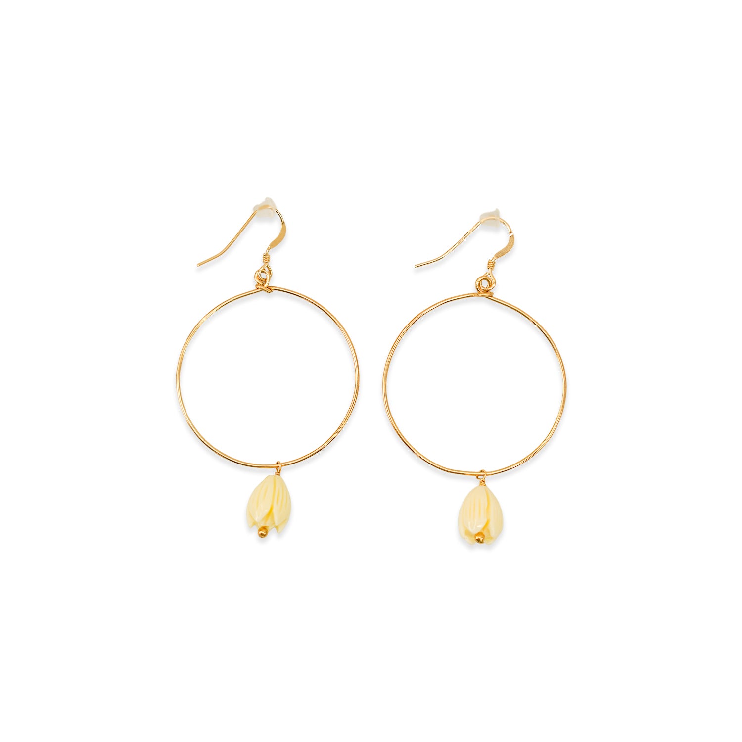 14k Gold Resin Pikake Hoop Earrings