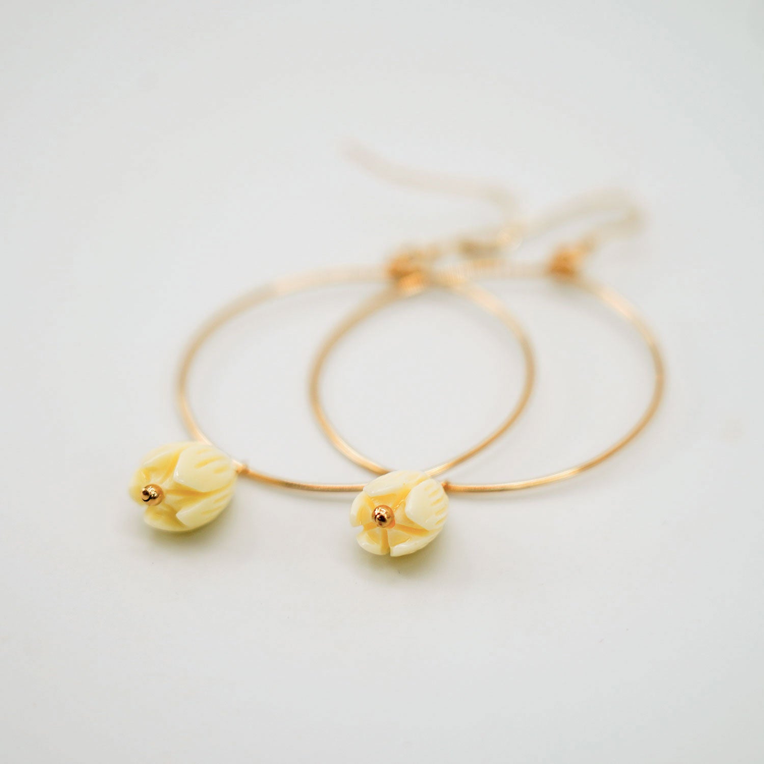 14k Gold Resin Pikake Hoop Earrings