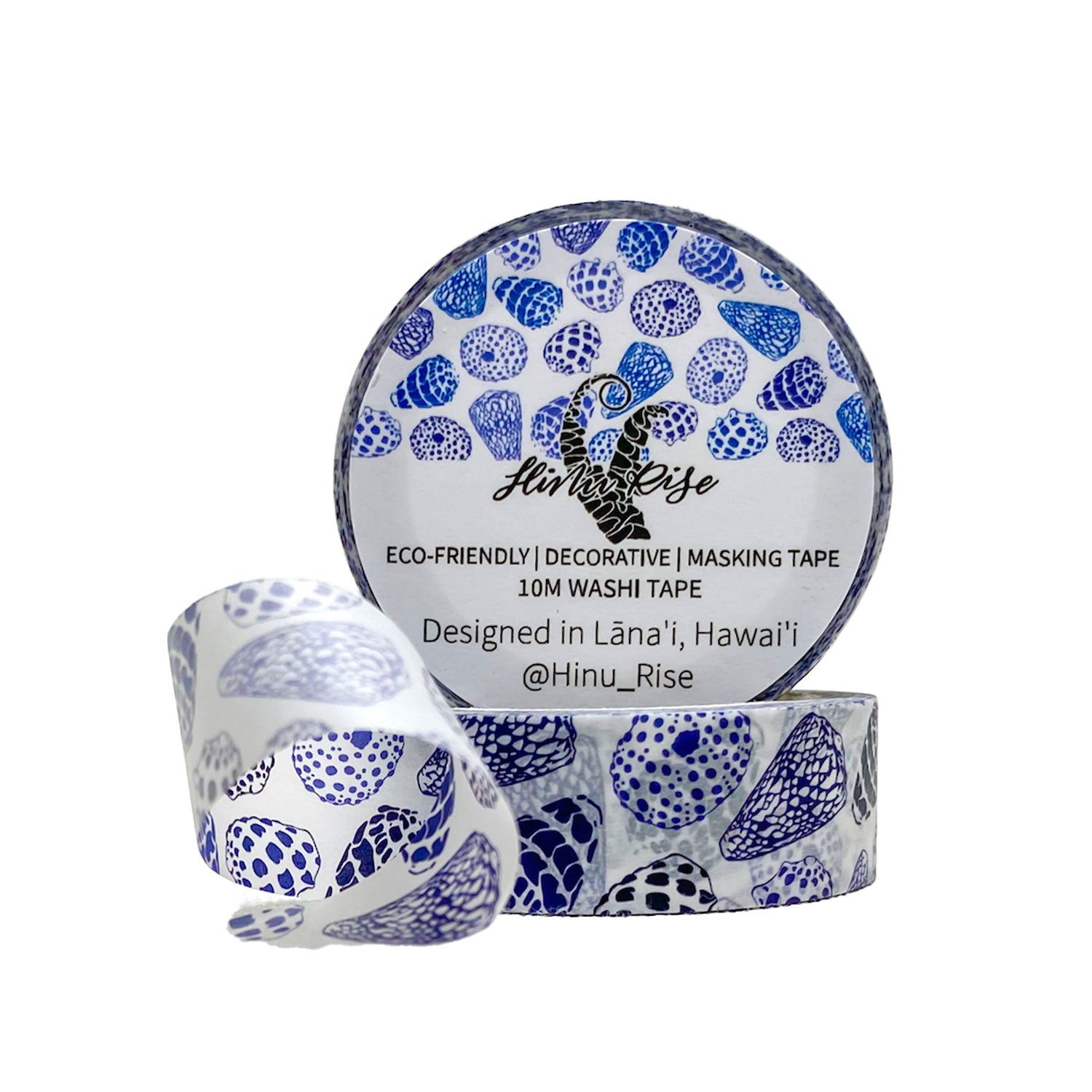 15mm x 10m Washi Tape - Indigo Seashells