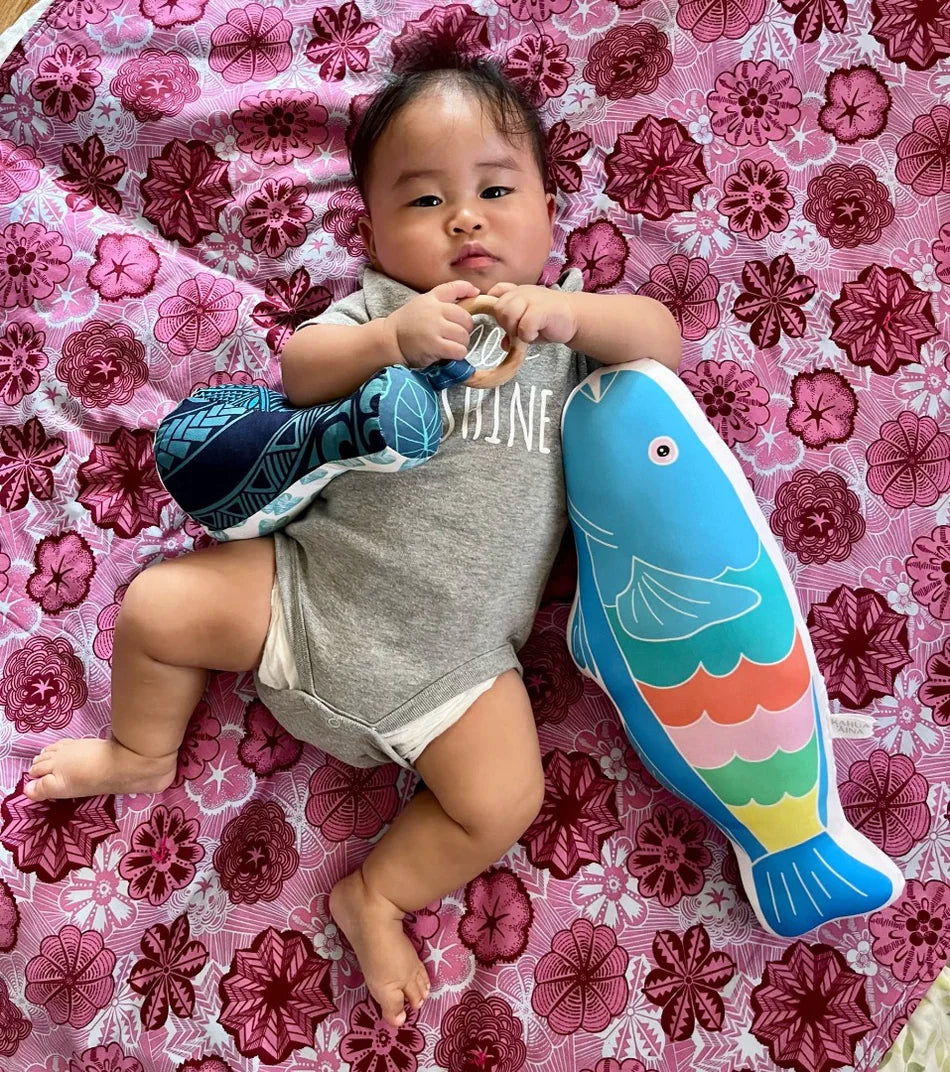 Handmade Patchwork Poi Pounder Baby Teething Toy - Palaka Kalo