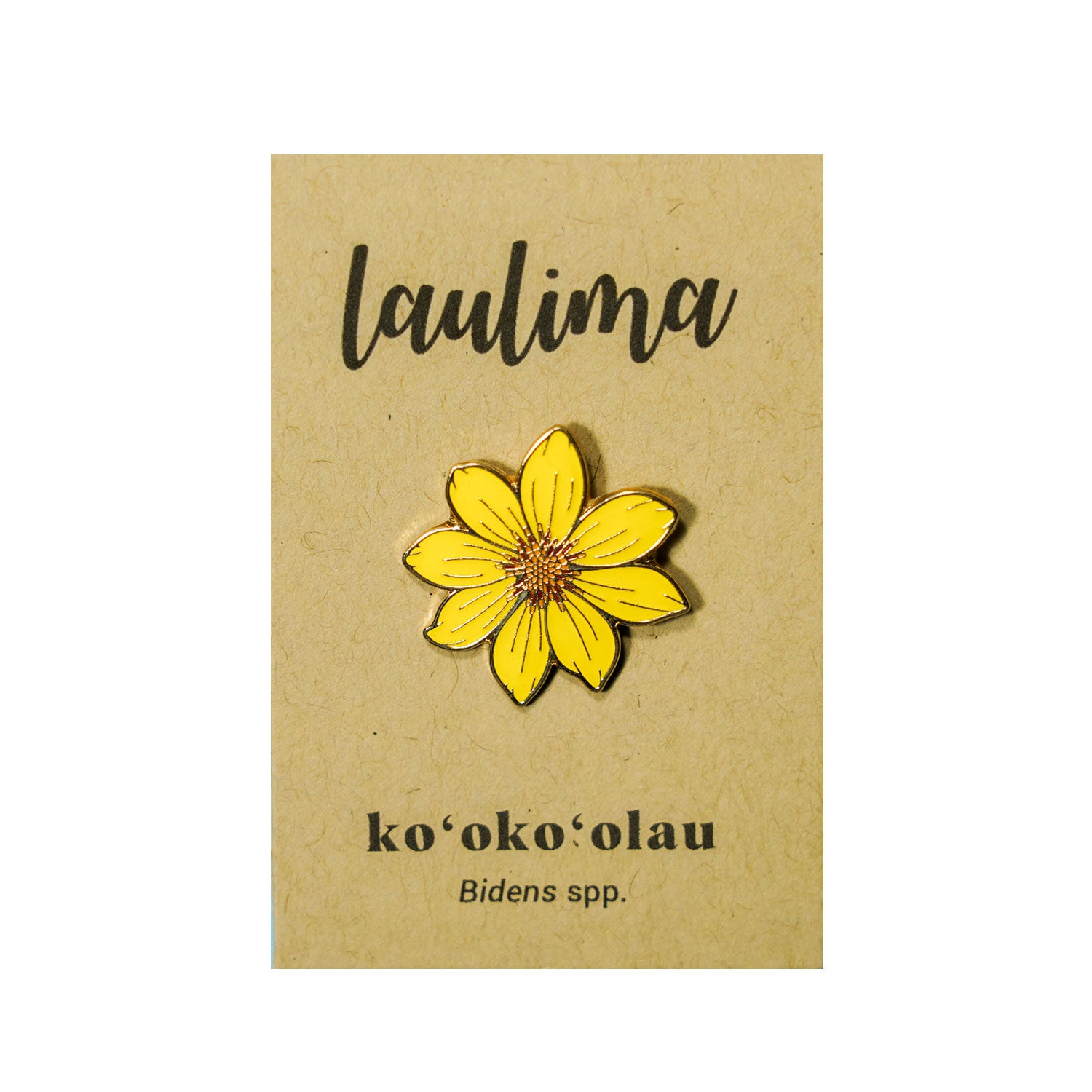 Native Hawaiian Koʻokoʻolau Flower Gold Enamel Pin
