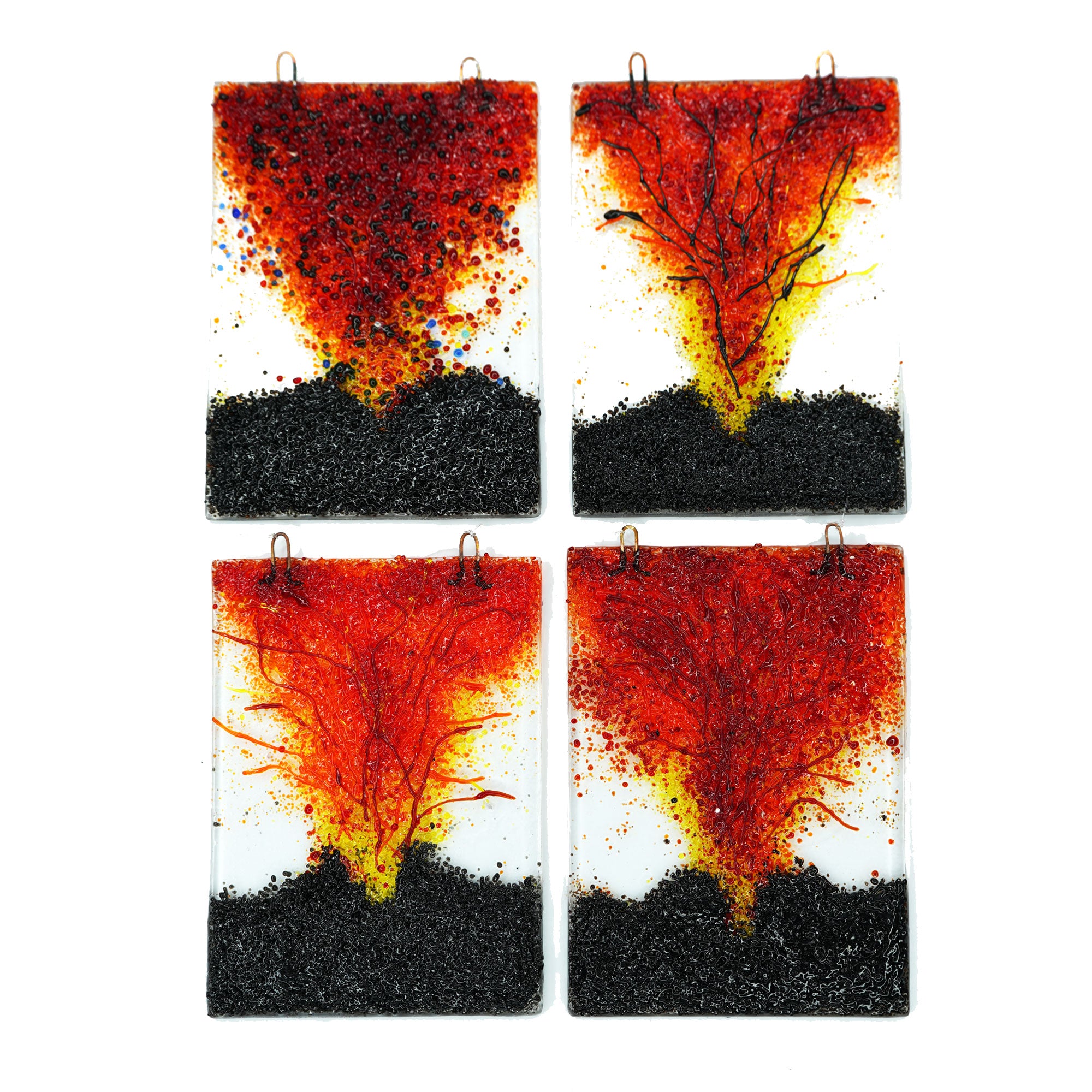 Large Handmade Stained Glass 3D Ornament - Lava Explosion