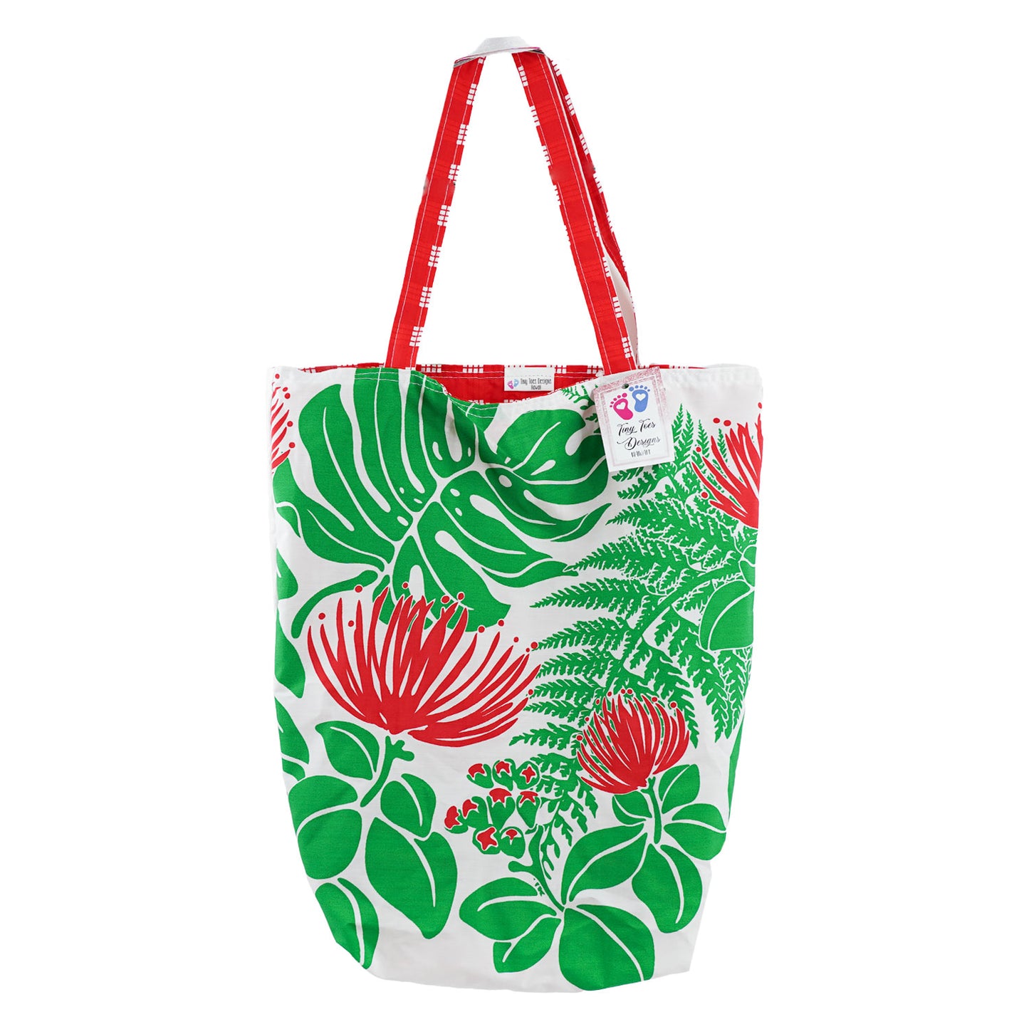 Hawaiian Handstitched Palaka Patchwork Lined Tote - Lehua