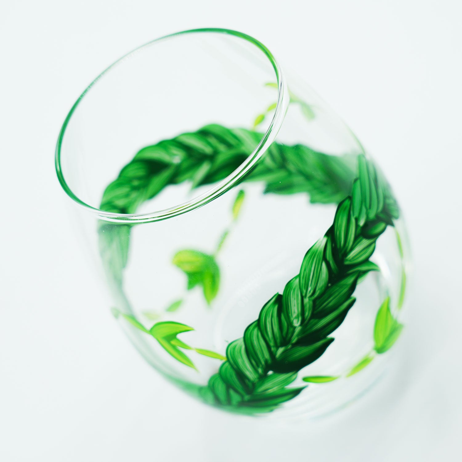 Hand-Painted Stemless Wine Glass Tumbler - Maile & Lāʻī