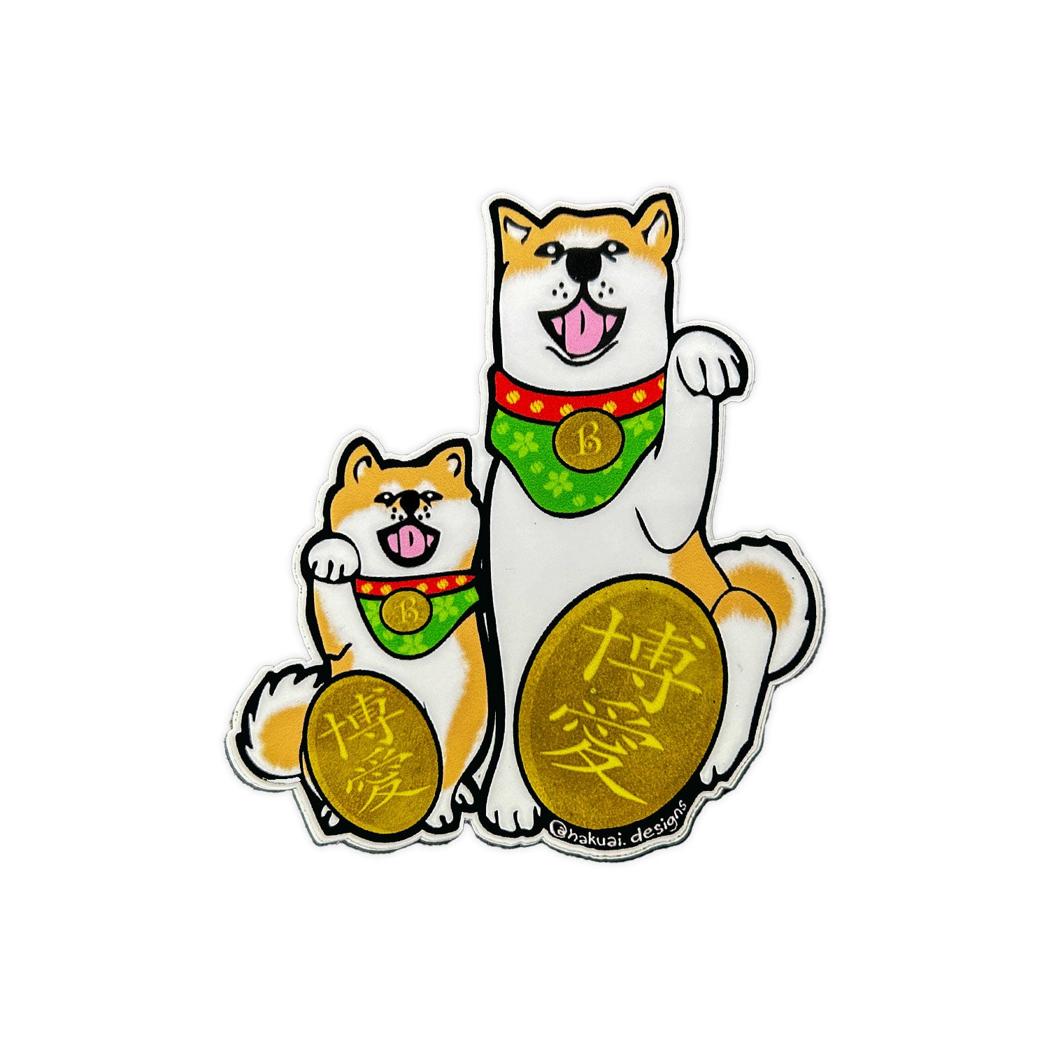 Shiba Inu Maneki-neko Die-Cut Vinyl Sticker