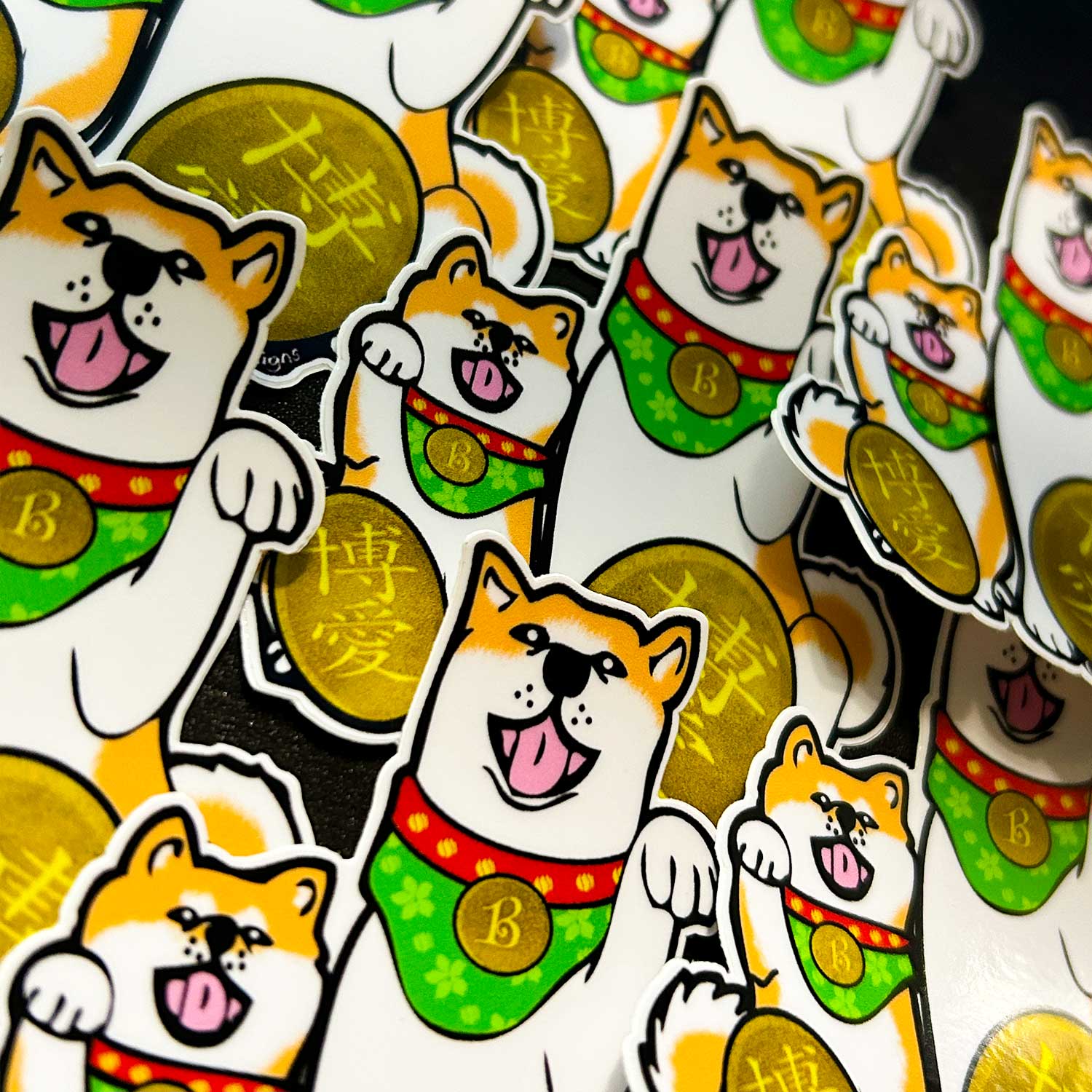 Shiba Inu Maneki-neko Die-Cut Vinyl Sticker
