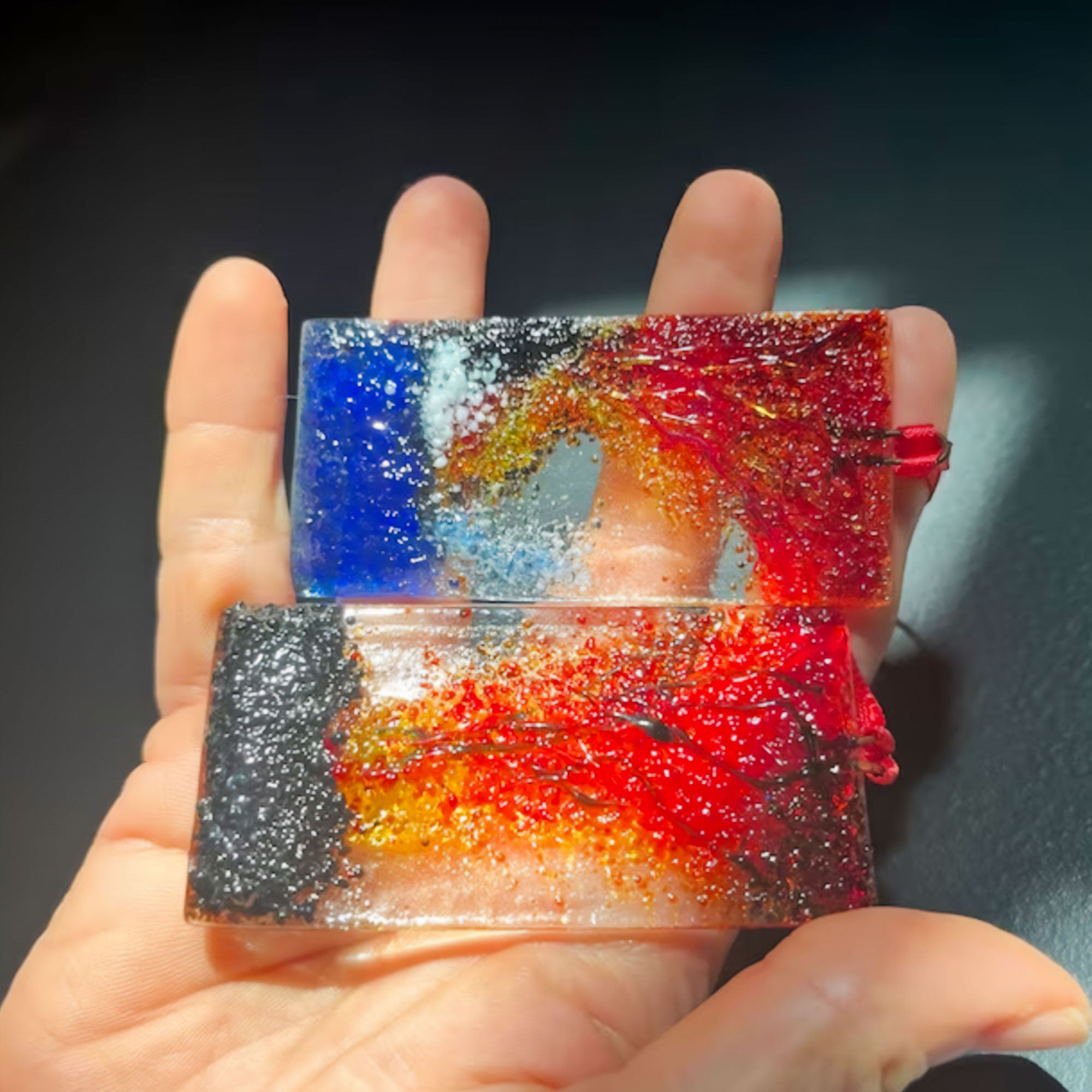 Handmade Stained Glass 3D Ornament - Lava River