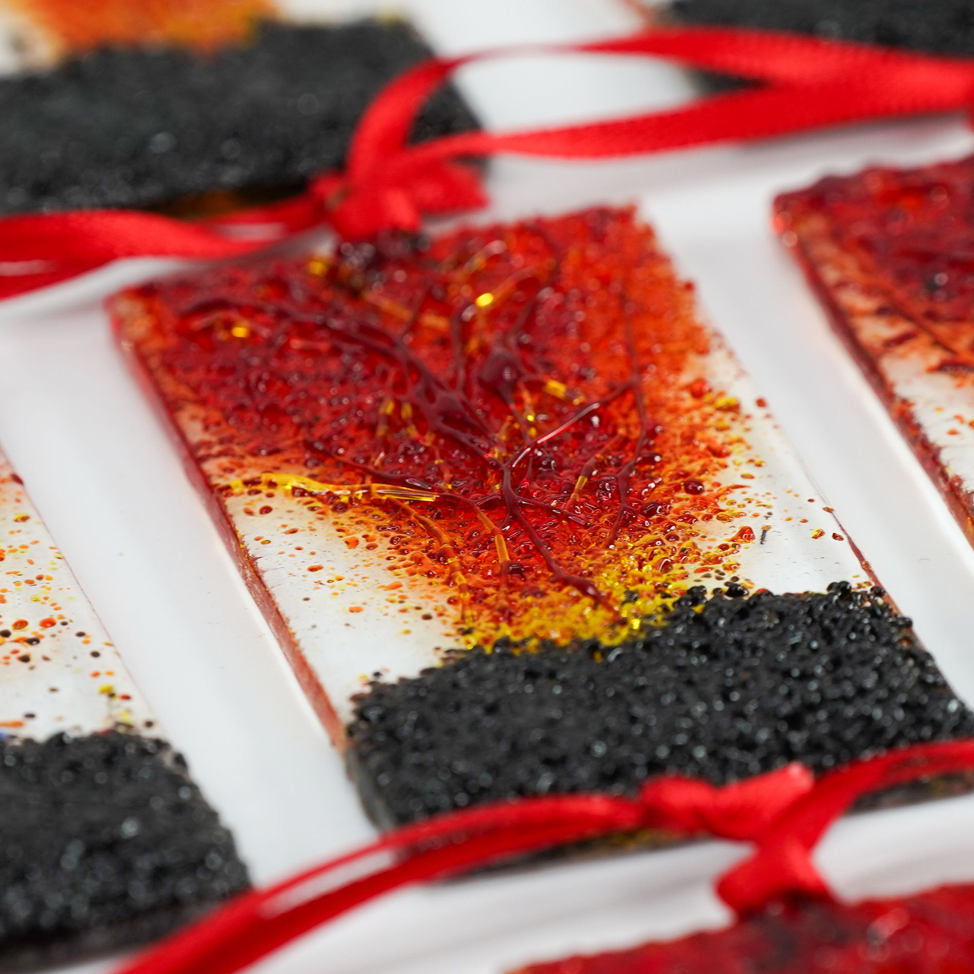 Handmade Stained Glass 3D Ornament - Lava River