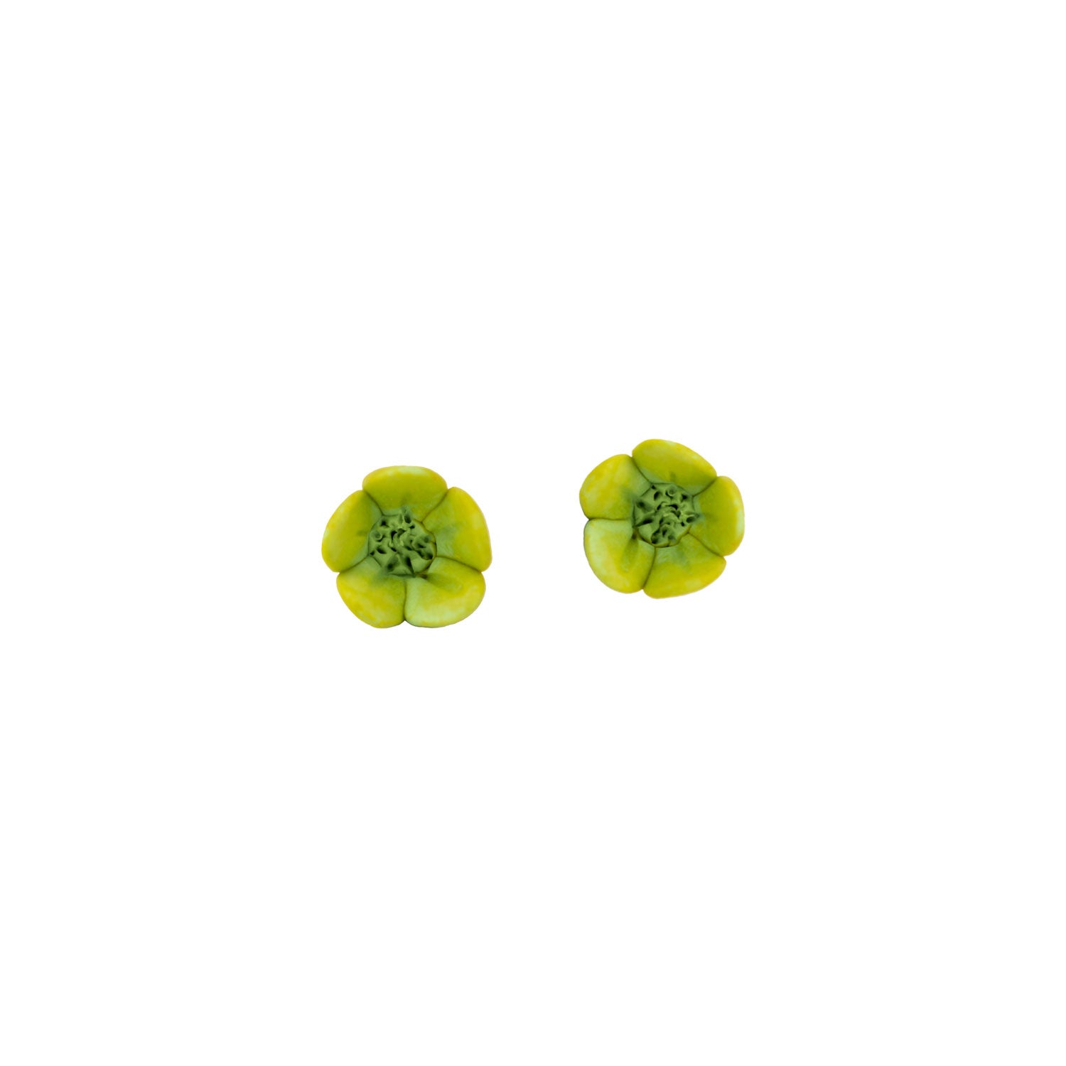 Handmade Clay Pakalana Flower Stud Earrings