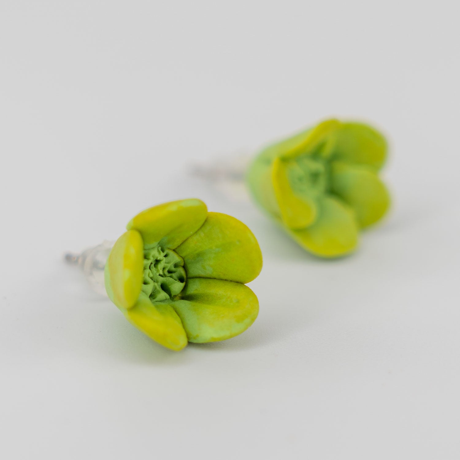 Handmade Clay Pakalana Flower Stud Earrings
