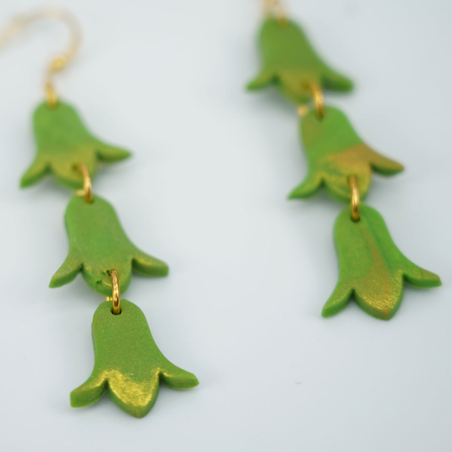 Triple Pakalana Lei Green & Gold Earrings