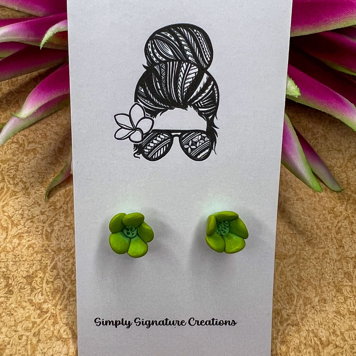 Handmade Clay Pakalana Flower Stud Earrings