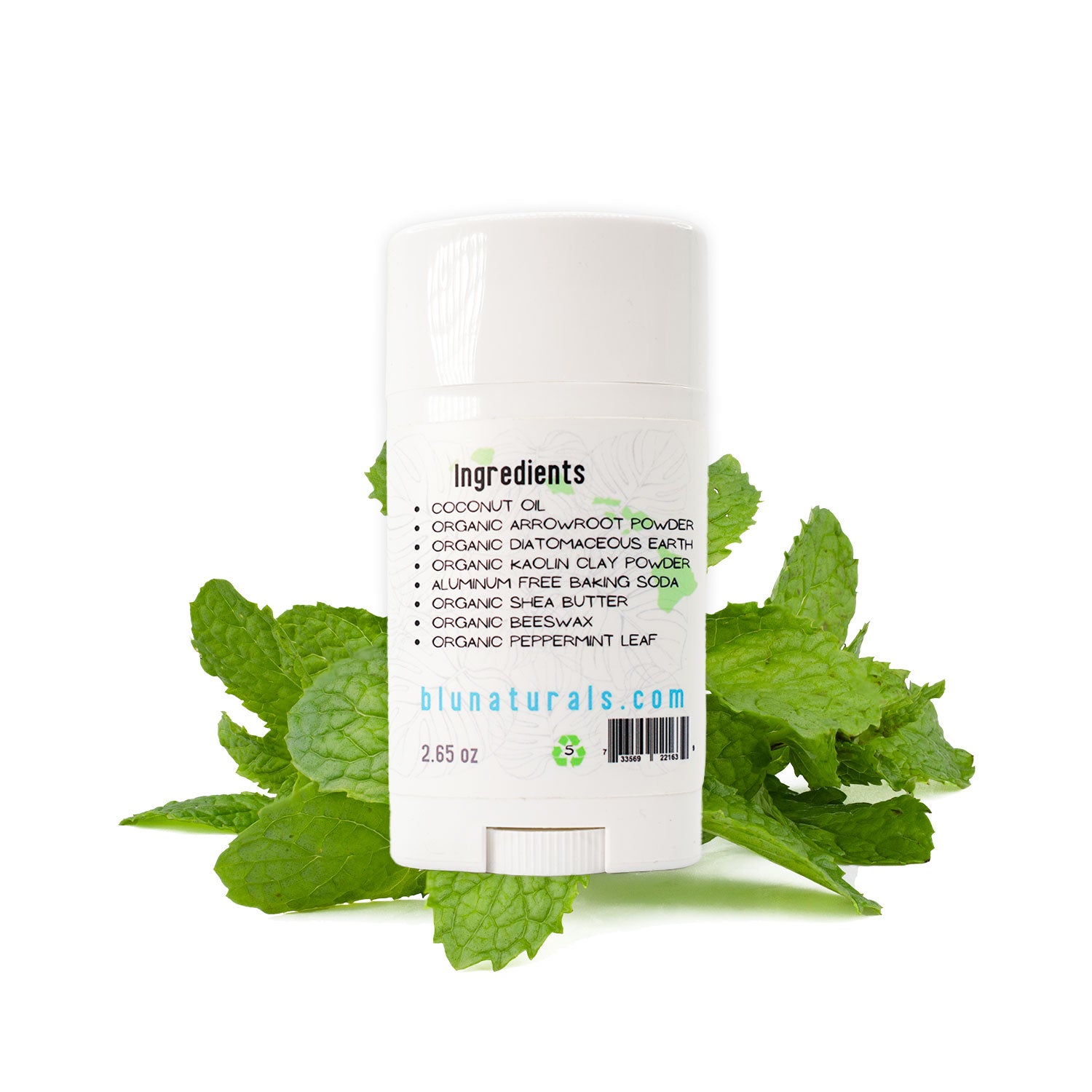 Peppermint Leaf natural deodorant, aluminum-free and essential oil-free formula for sensitive skin, eco-friendly deodorant with refreshing peppermint scent.