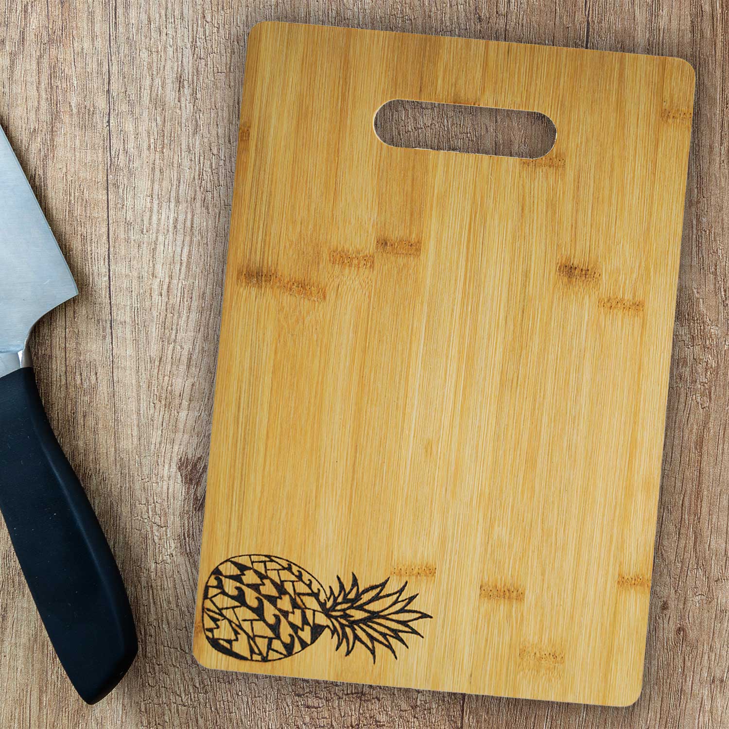 Tribal Pineapple Custom Etched Bamboo Wood Cutting Board