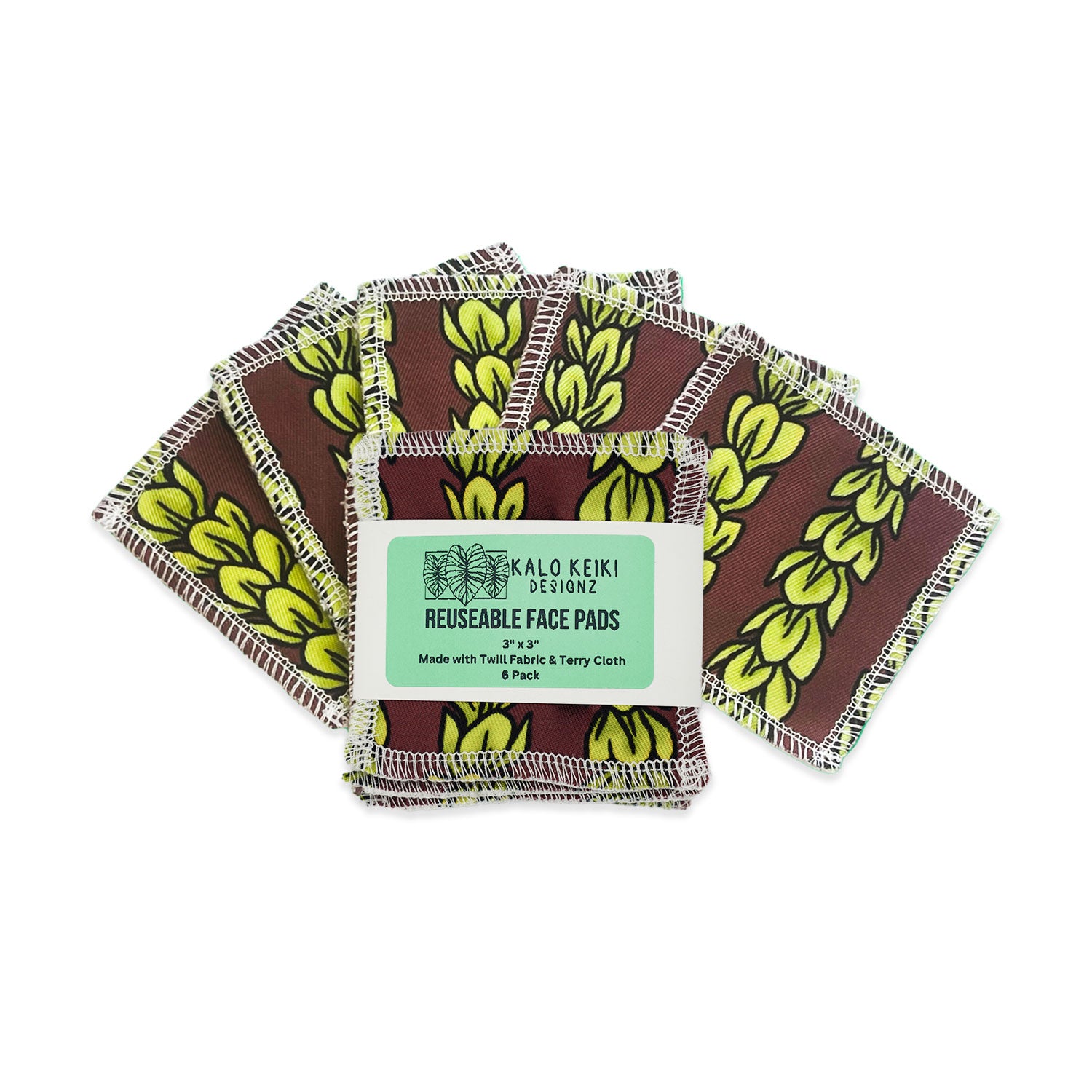 Reusable Sustainable 3" Cloth Face Pads - Pakalana Flower