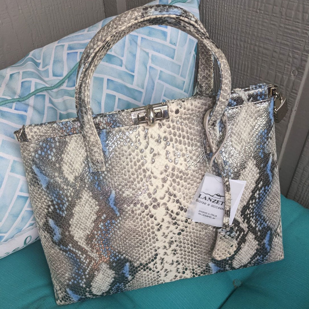 Lanzetti Italian Calfskin Leather Top Handle Priscilla Handbag