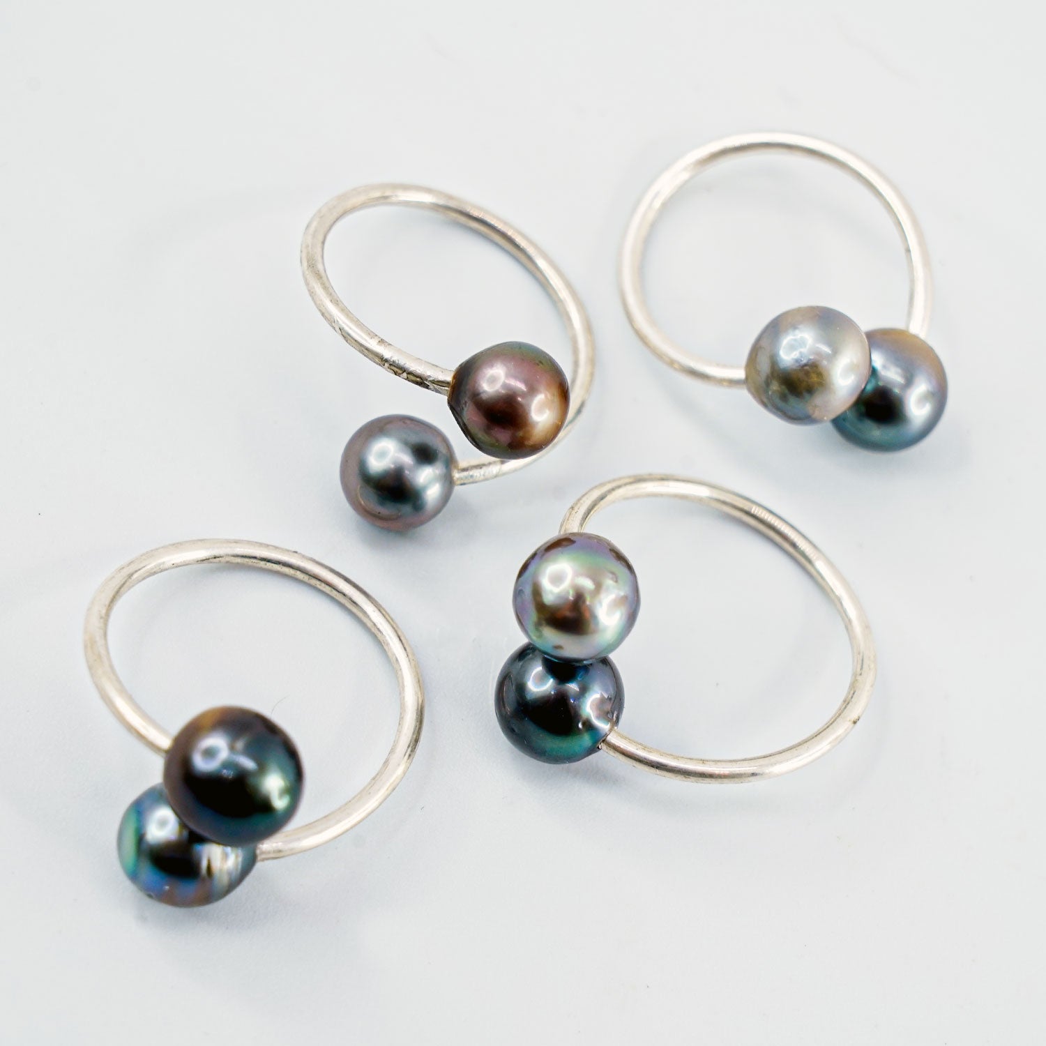 Authentic Tahitian Black Pearl Bypass Ring - Sterling Silver