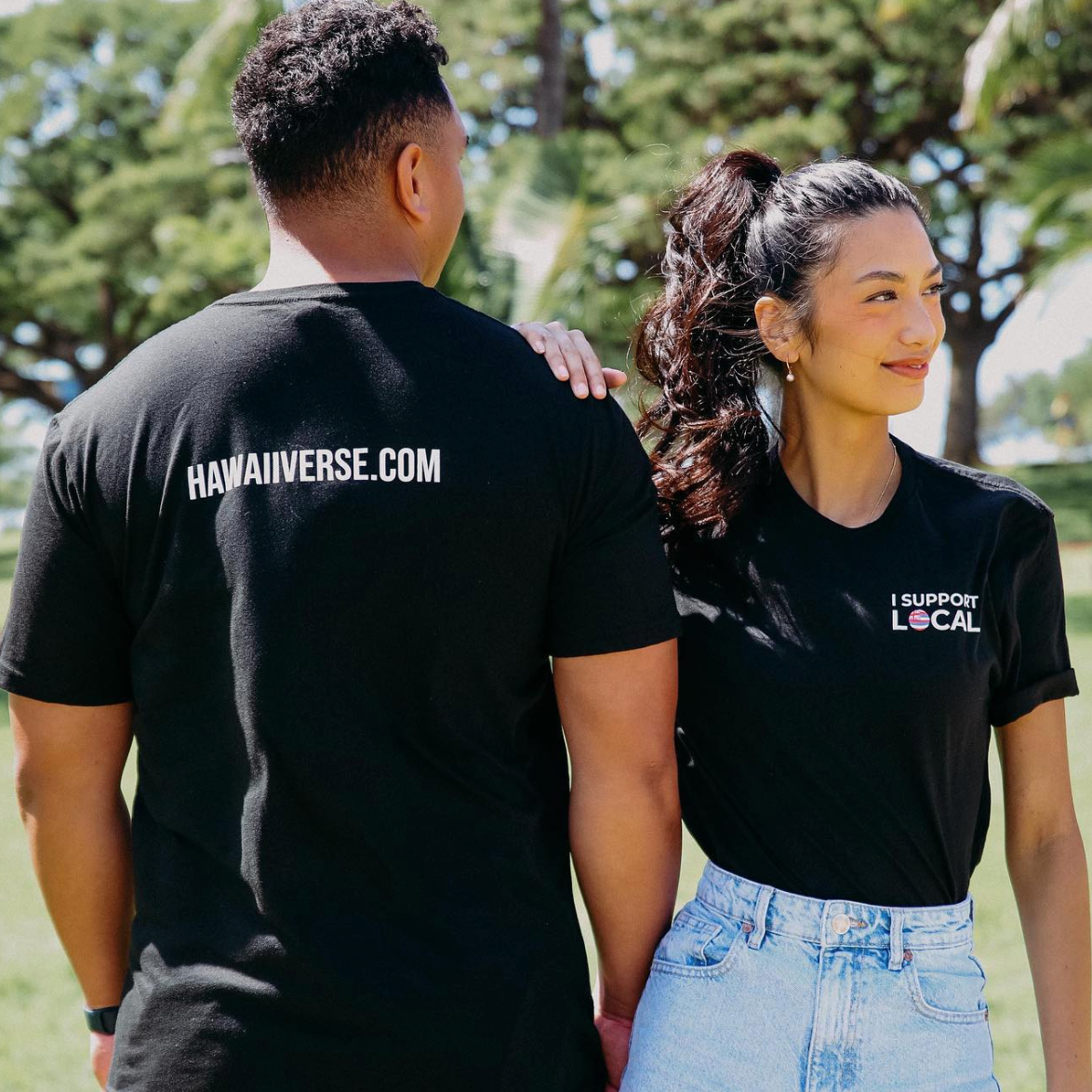 I SUPPORT LOCAL Combed Cotton T-Shirt - Black