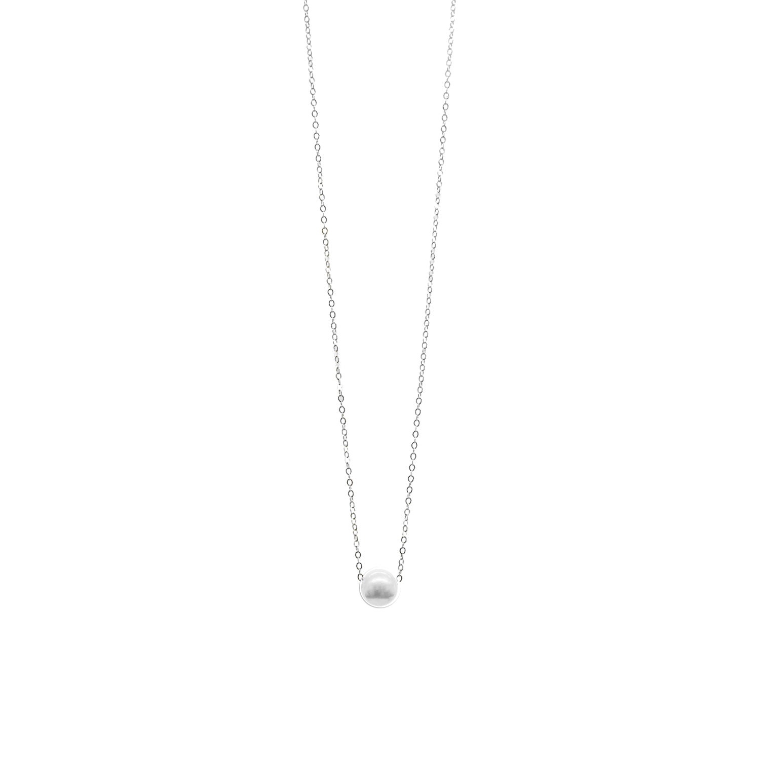 Dainty Freshwater Pearl Sterling 18" Silver Necklace - Off-White