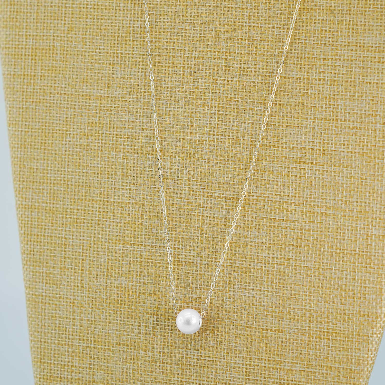 Dainty Freshwater Pearl Sterling 18" Silver Necklace - Off-White