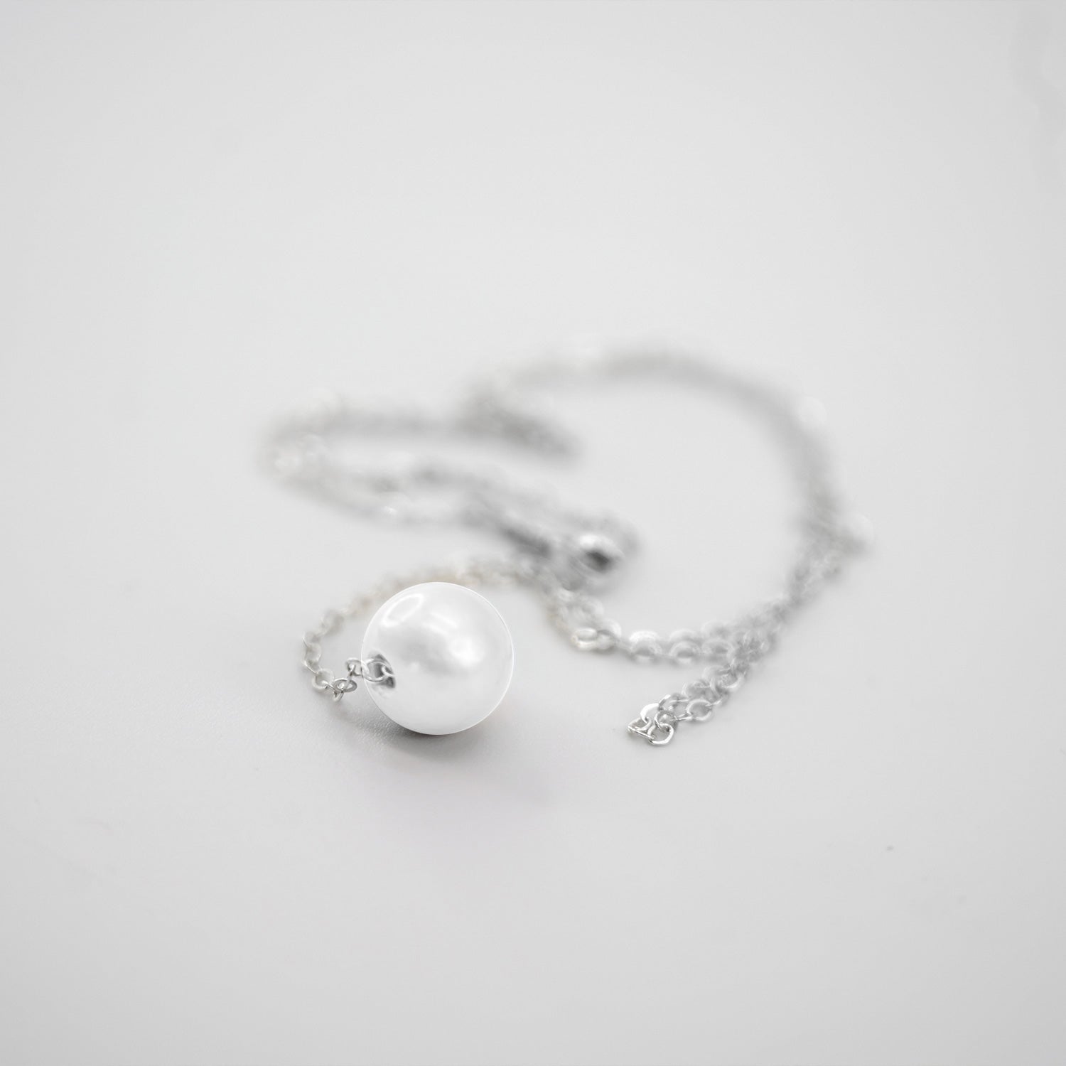 Dainty Freshwater Pearl Sterling 18" Silver Necklace - Off-White