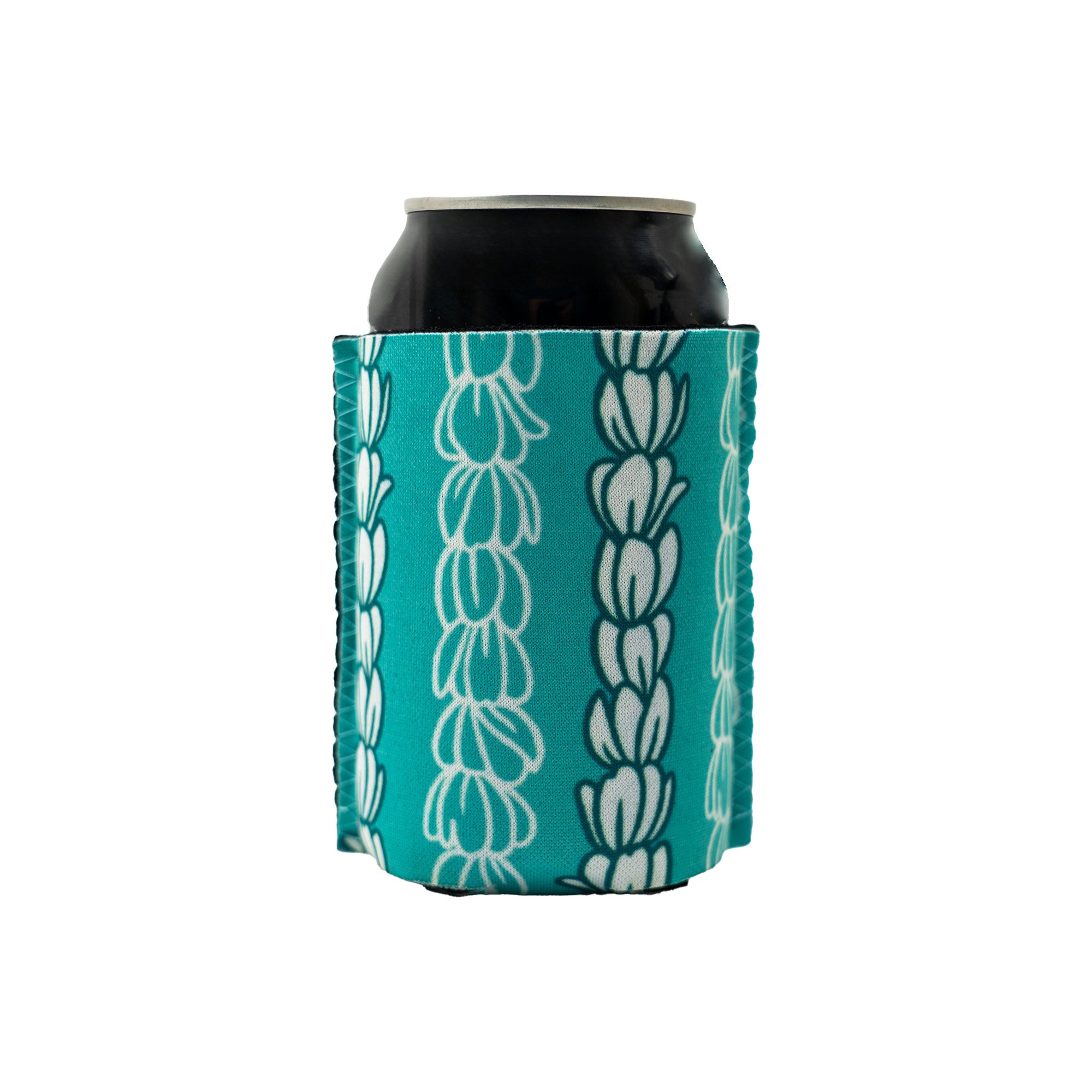 Standard 12oz Can Coozie - Teal Pikake