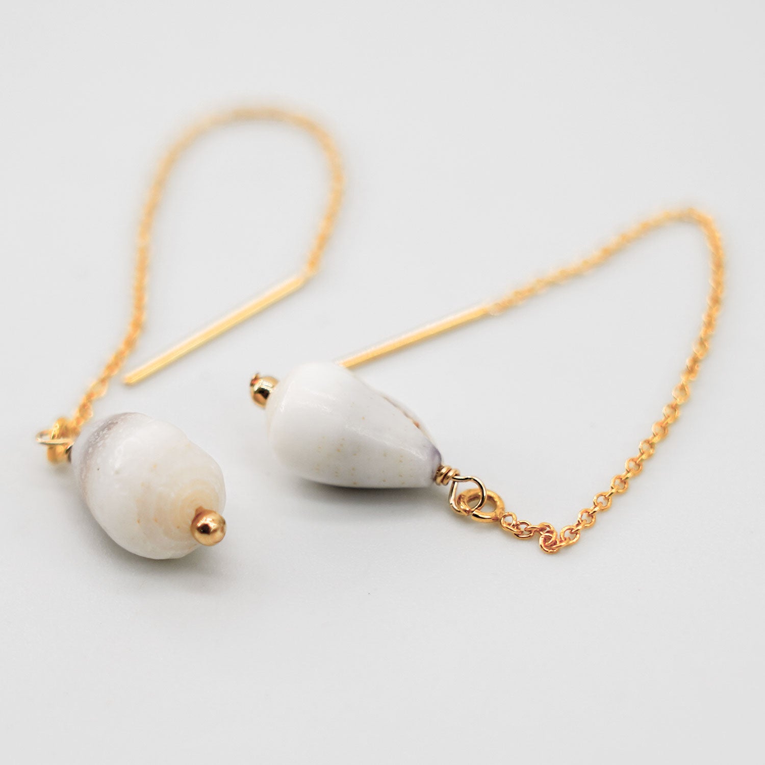 14k Gold Cone Shell Threader Earrings
