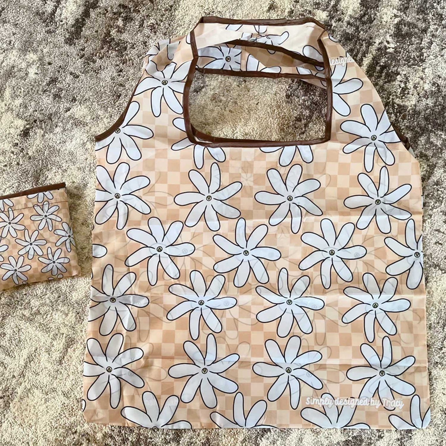 Reusable Foldable Shopping Bag - Checkers & Tiare Flower