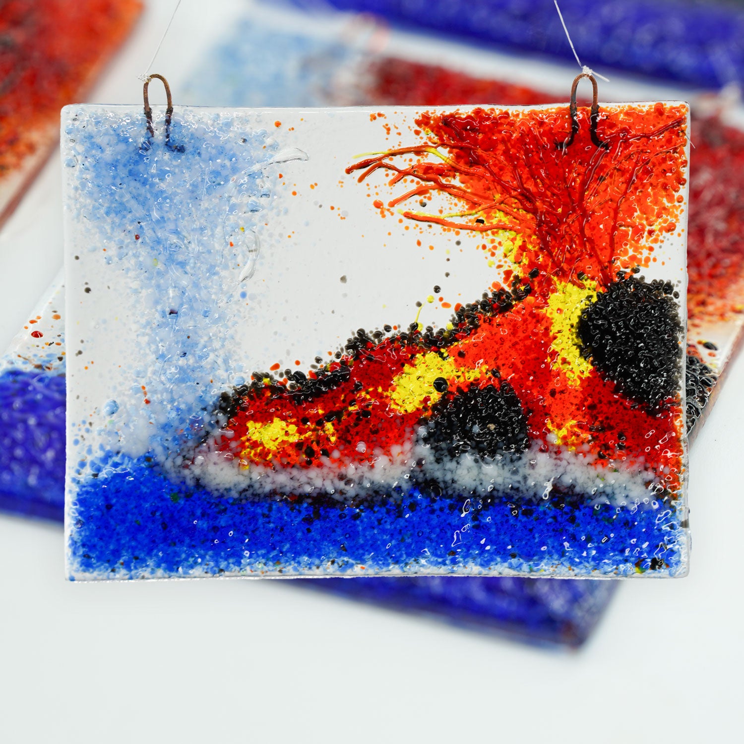 Large Handmade Stained Glass 3D Ornament - Ocean Entry
