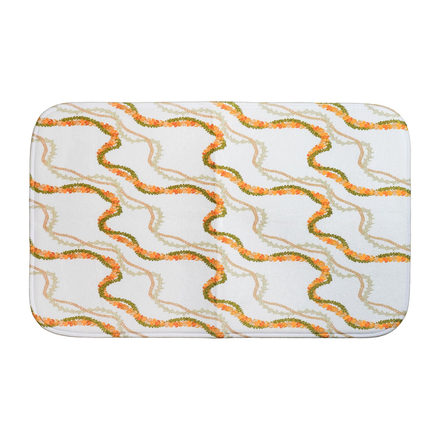 Deluxe Hawaiian Lei Shower Curtain & Bath Mat Set - White