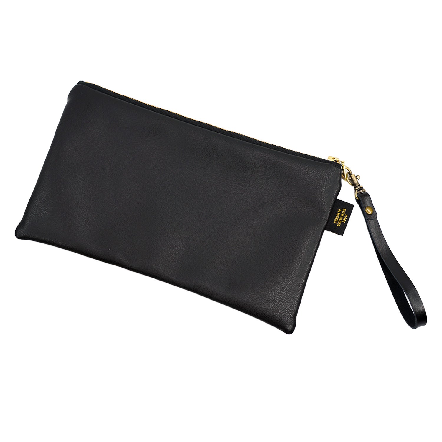 Large Canvas & Vegan Leather Clutch with Strap - Peacock