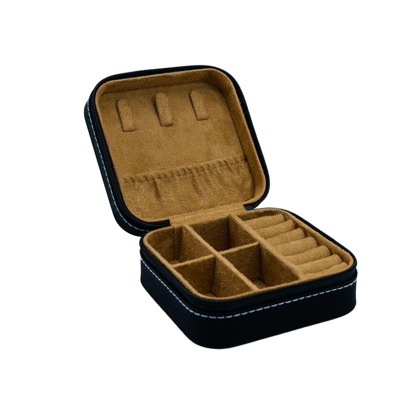 Faux Leather Zippered Travel Jewelry Box - Script
