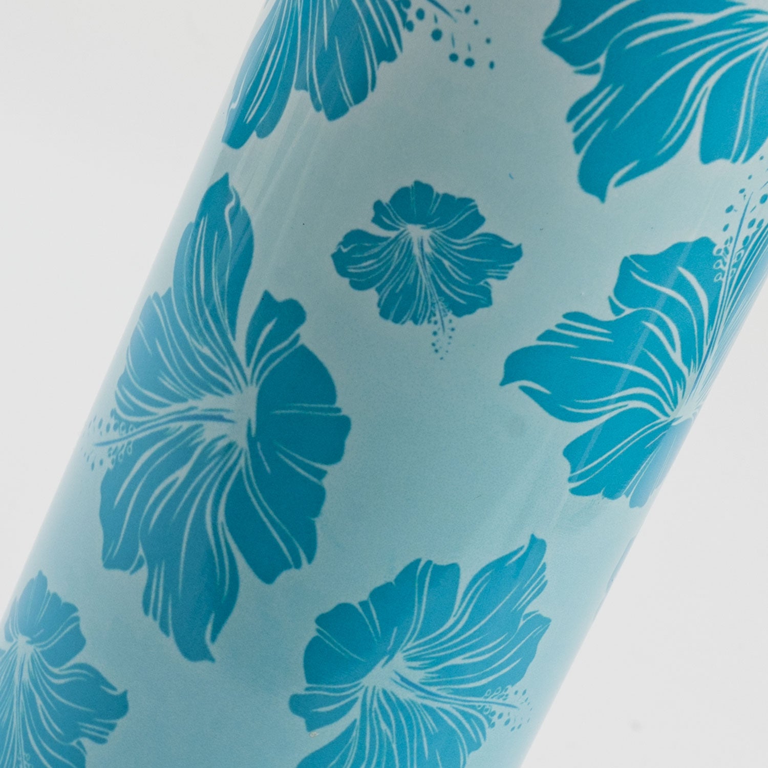 20oz Handmade Skinny Stainless Steel Tumbler - Teal Hibiscus