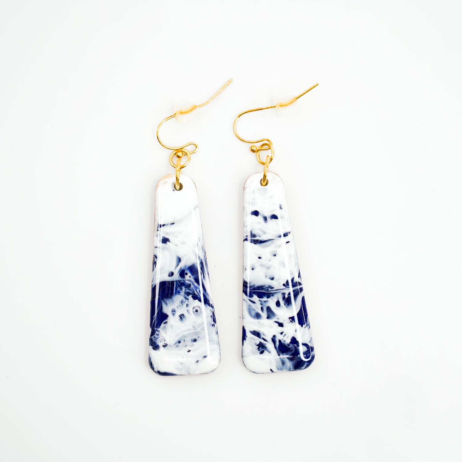 Ocean Resin & Gold Hook Slab Earrings