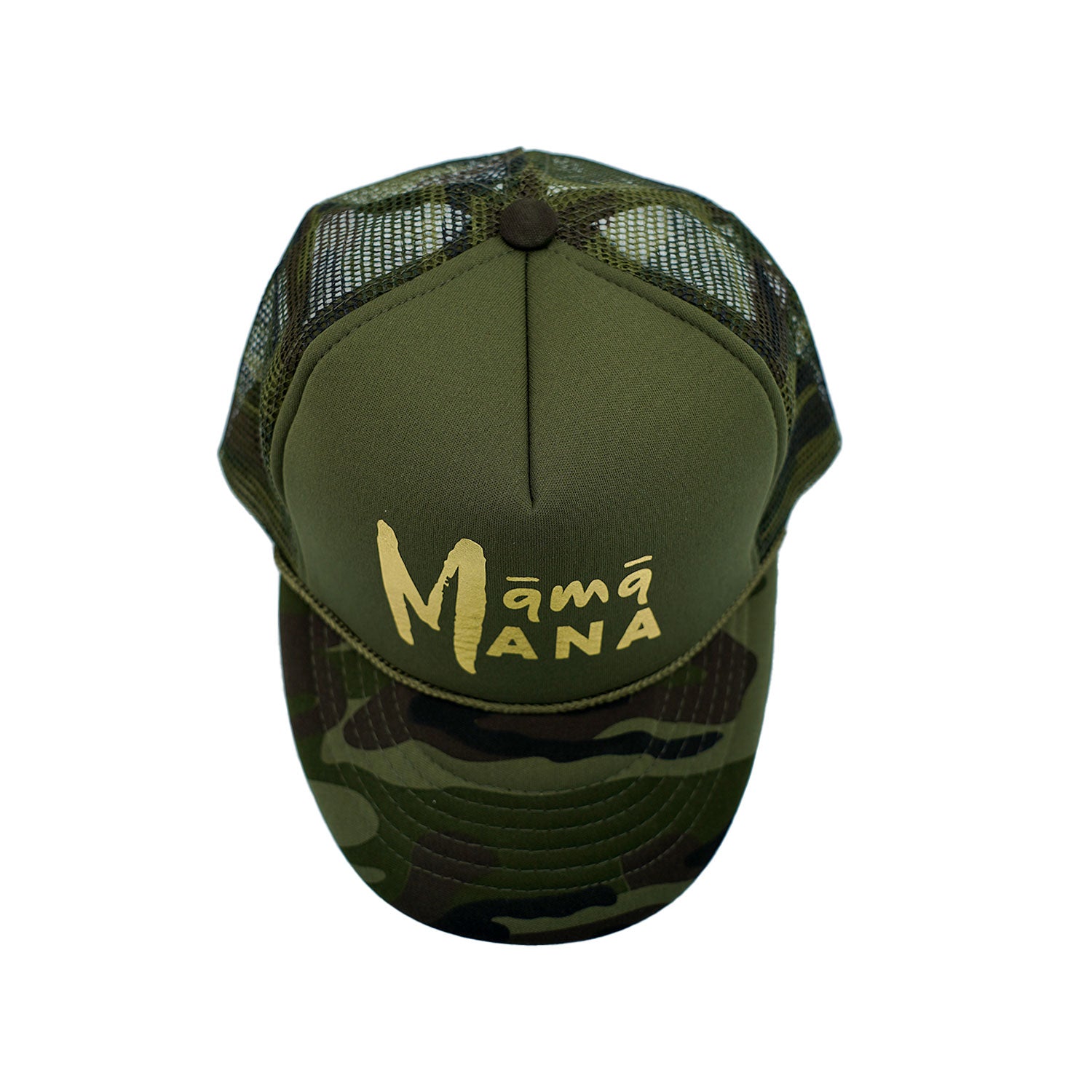 Māmā Mana Gold Foil Trucker Hat - Camouflage