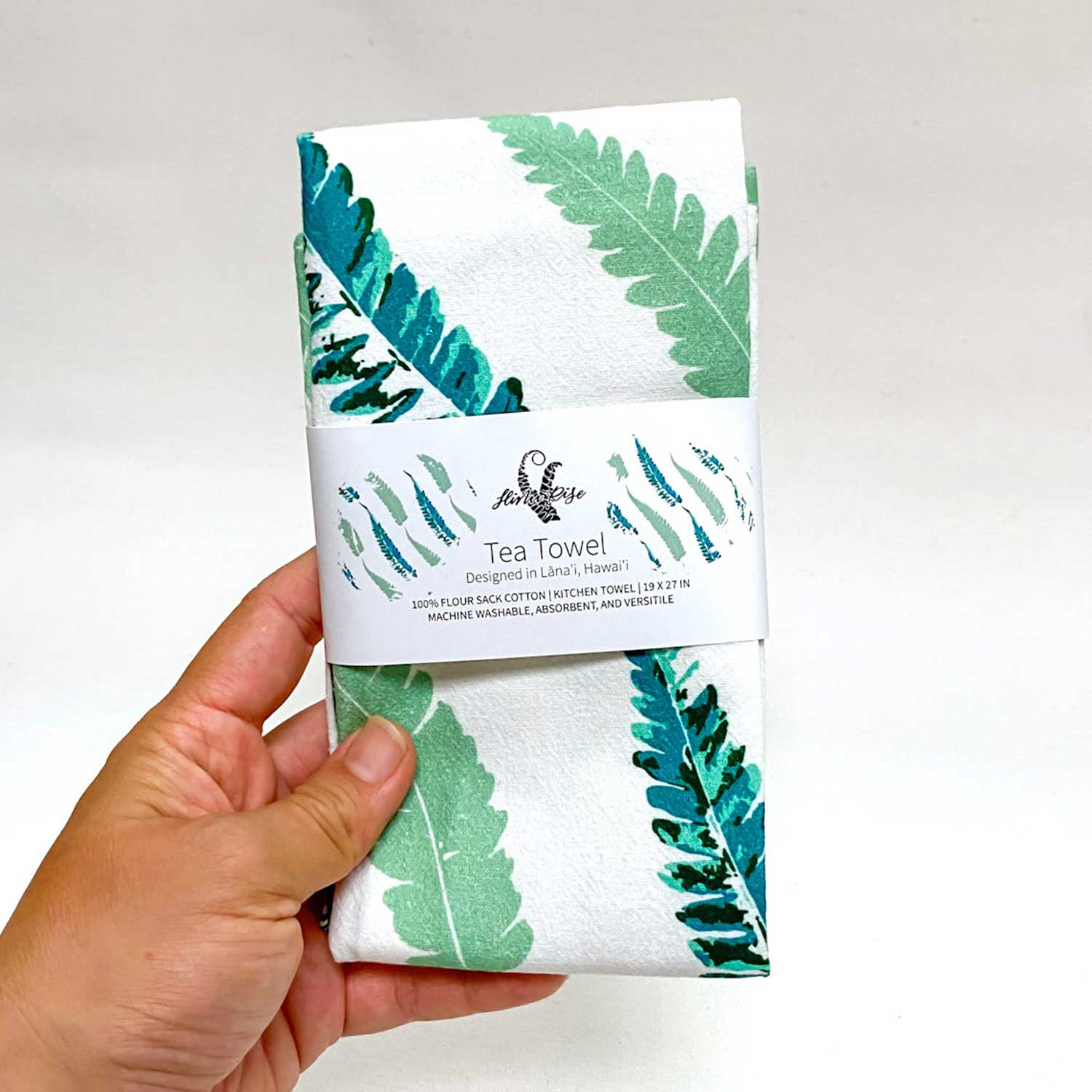 19" x 27" Cotton Flour Sack Tea Towel - Hāpu'u Fern