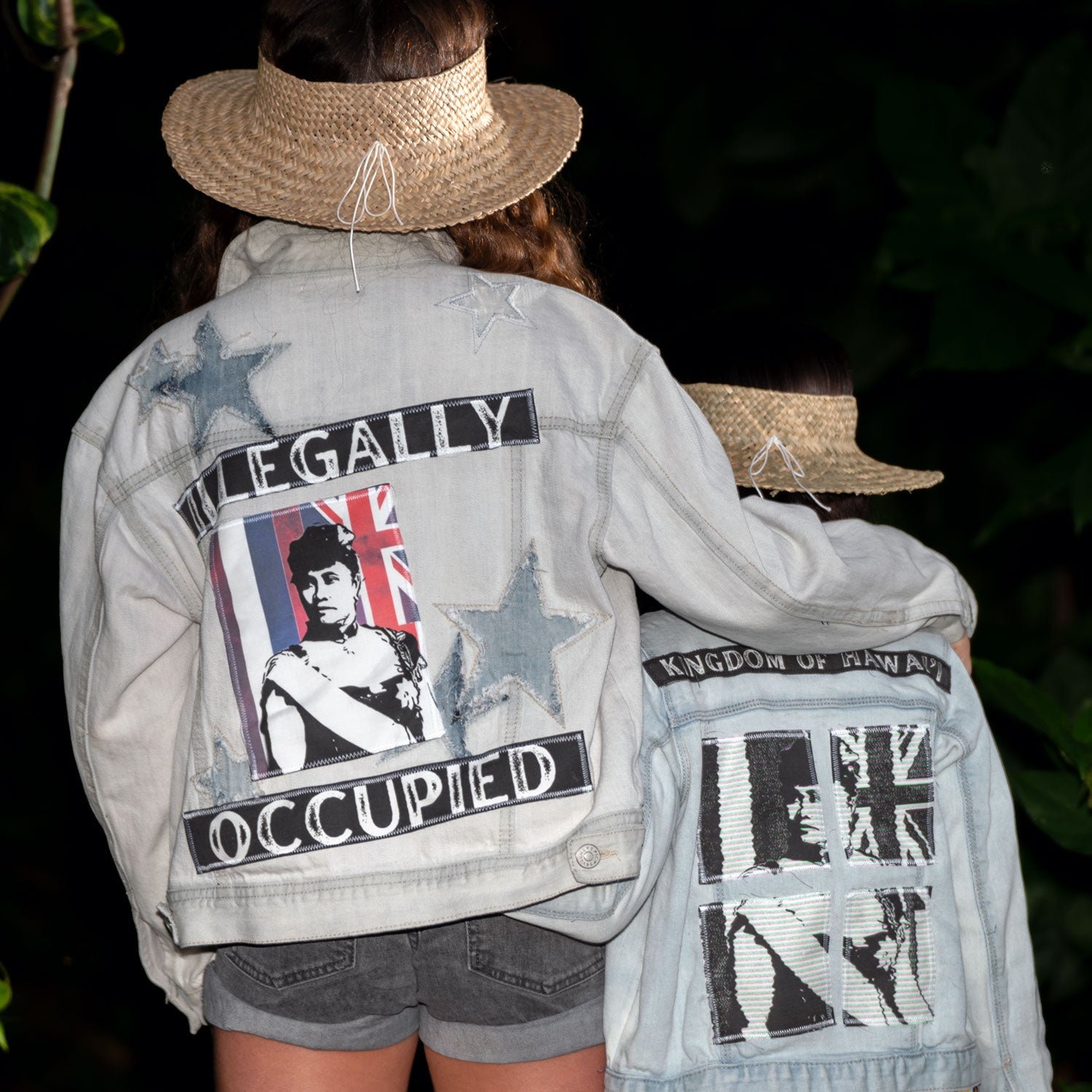 Illegally Occupied Distressed Denim Jean Jacket Women's - Small